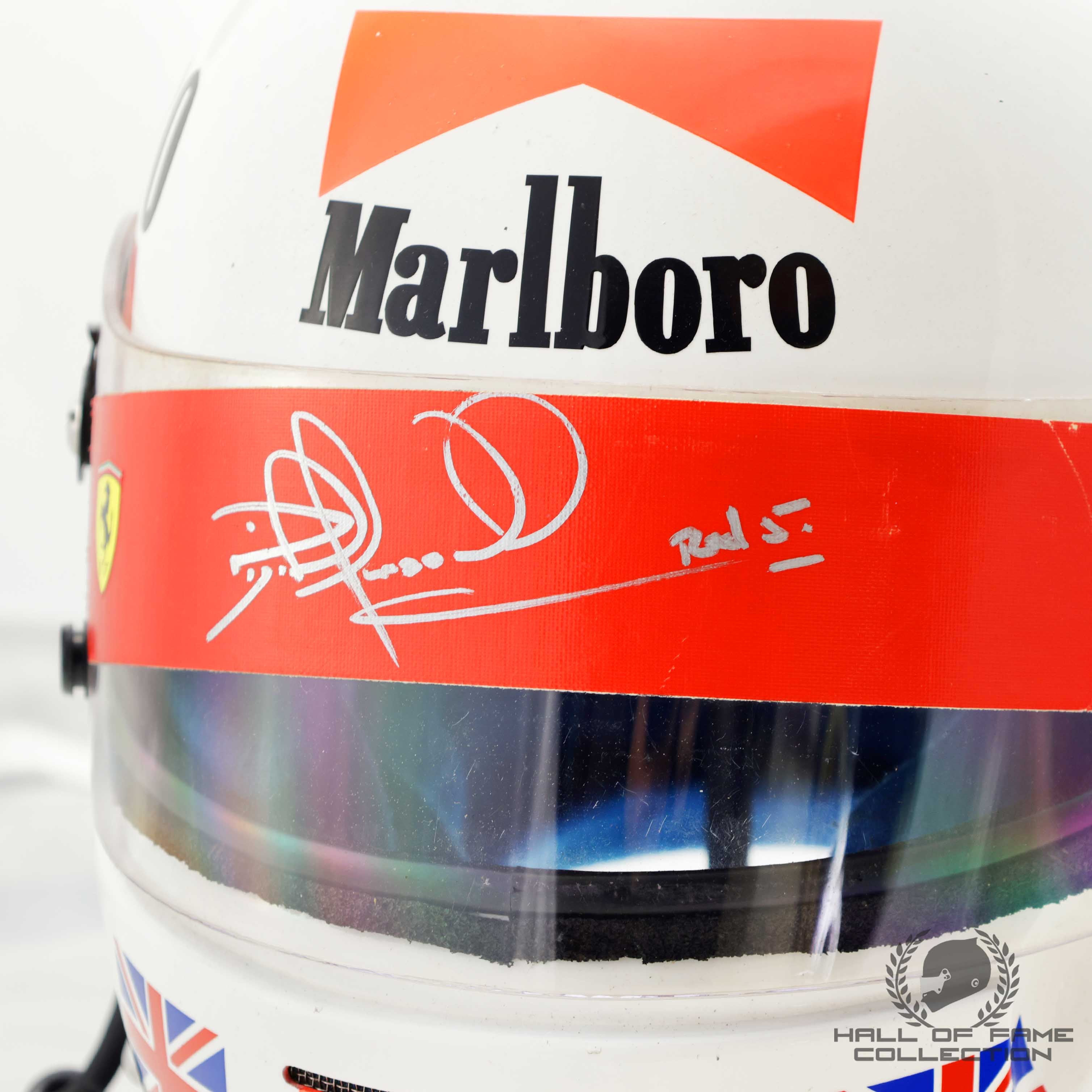 1990 Nigel Mansell Signed Race Used USA / Brazil / Monaco Grand Prix Scuderia Ferrari F1 Helmet