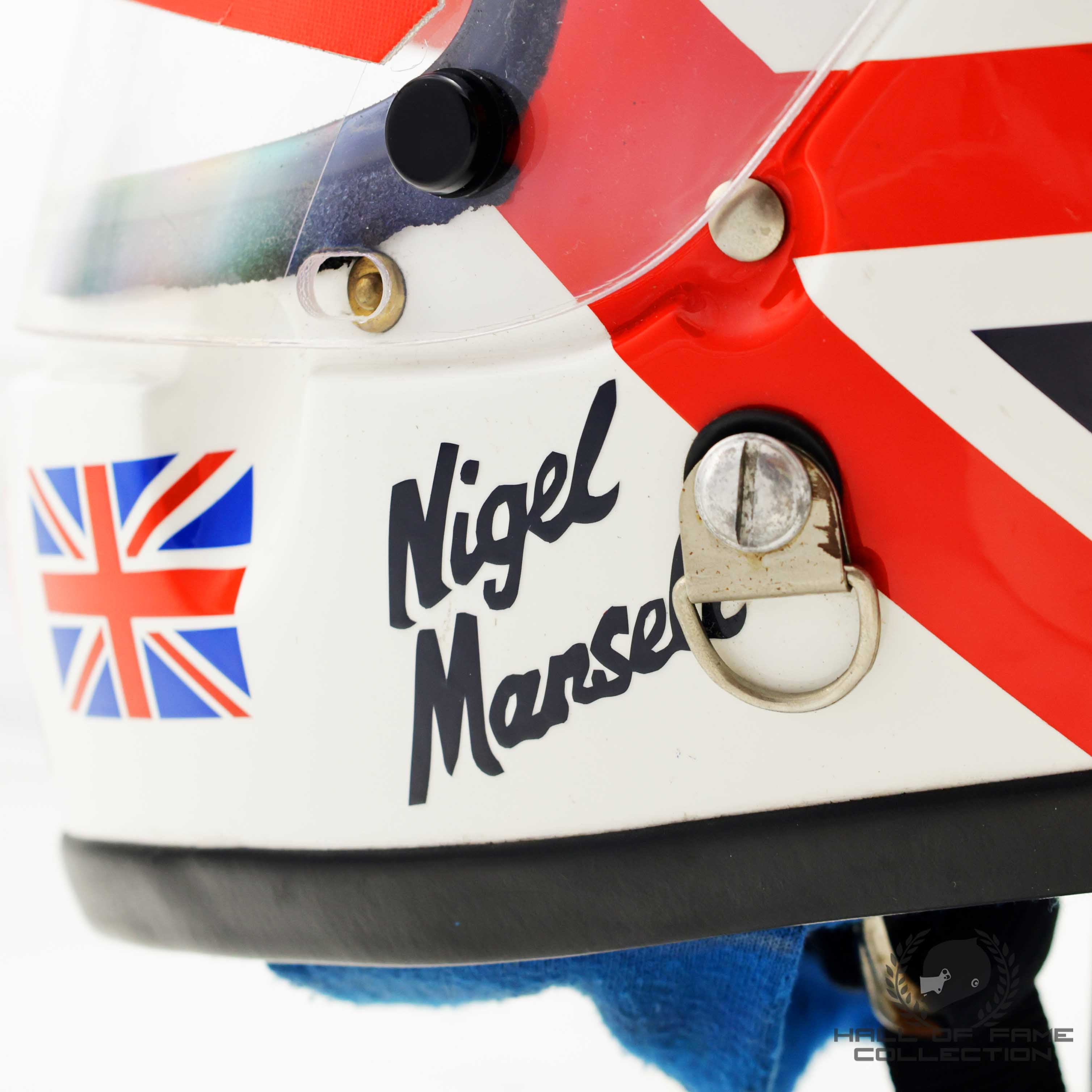 1990 Nigel Mansell Signed Race Used USA / Brazil / Monaco Grand Prix Scuderia Ferrari F1 Helmet