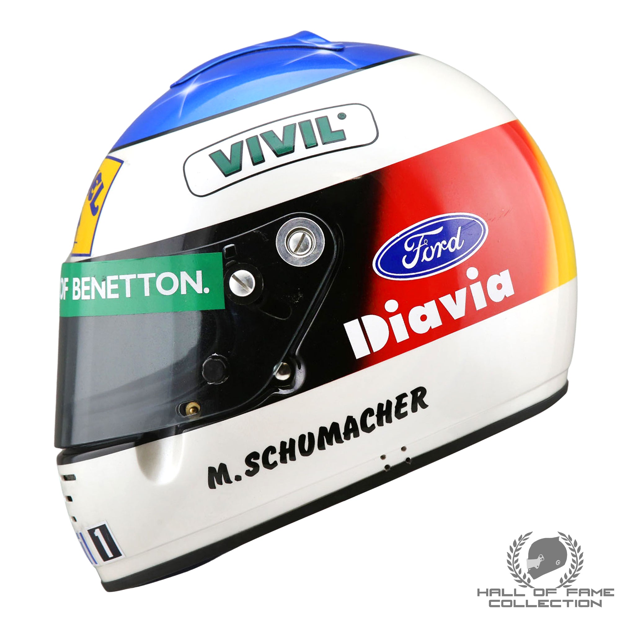 1991 Michael Schumacher Signed Race Used Italian Grand Prix Benetton F1 Helmet