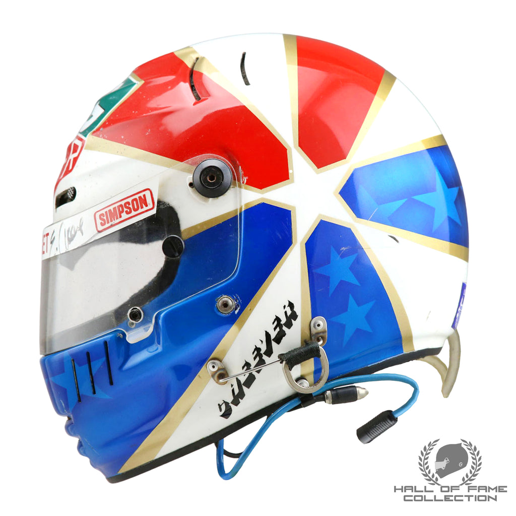 1991 Eddie Cheever Signed Race Used Chip Ganassi Racing IndyCar Helmet