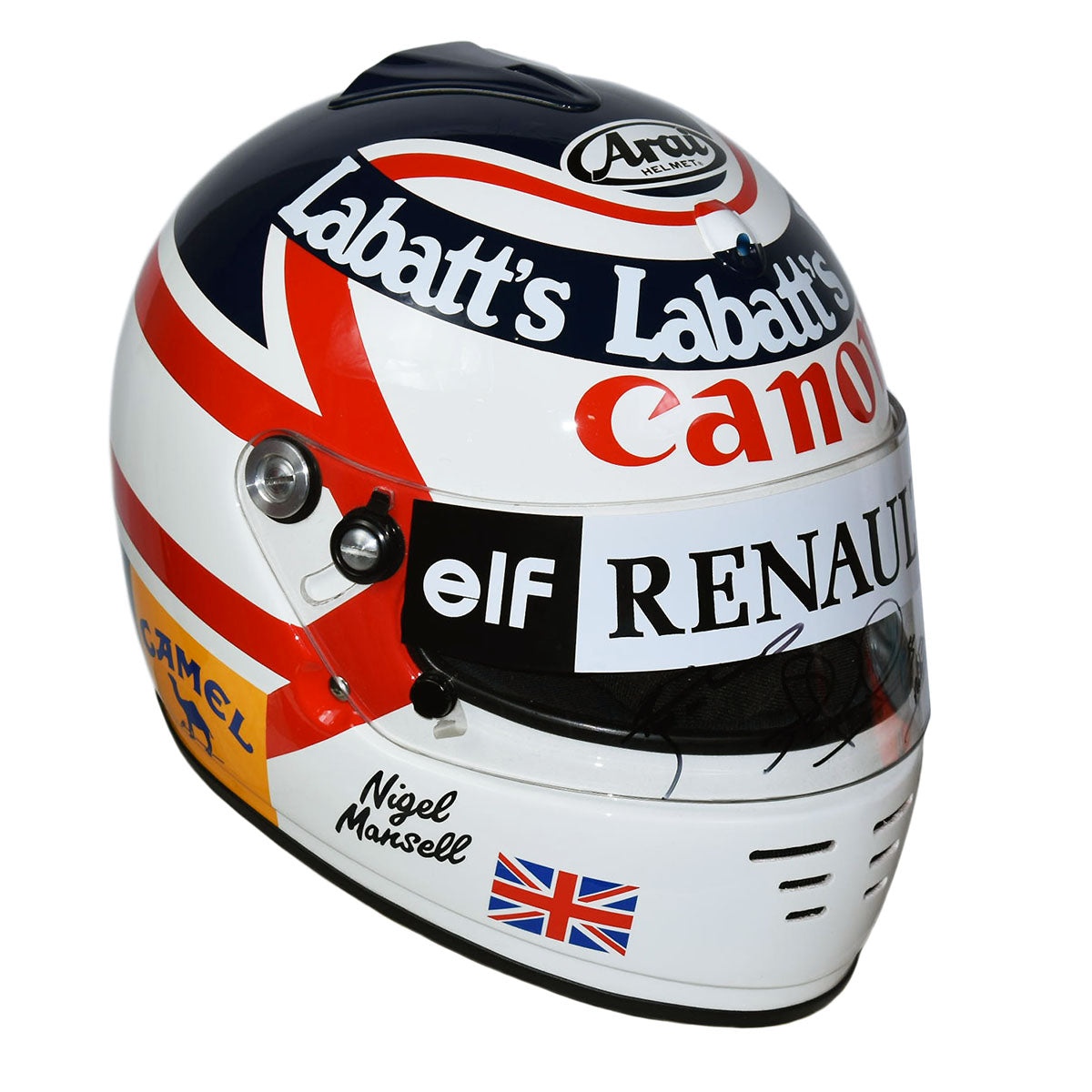 1992 Nigel Mansell Signed Official Factory Replica Williams Renault Arai GP3 F1 Helmet