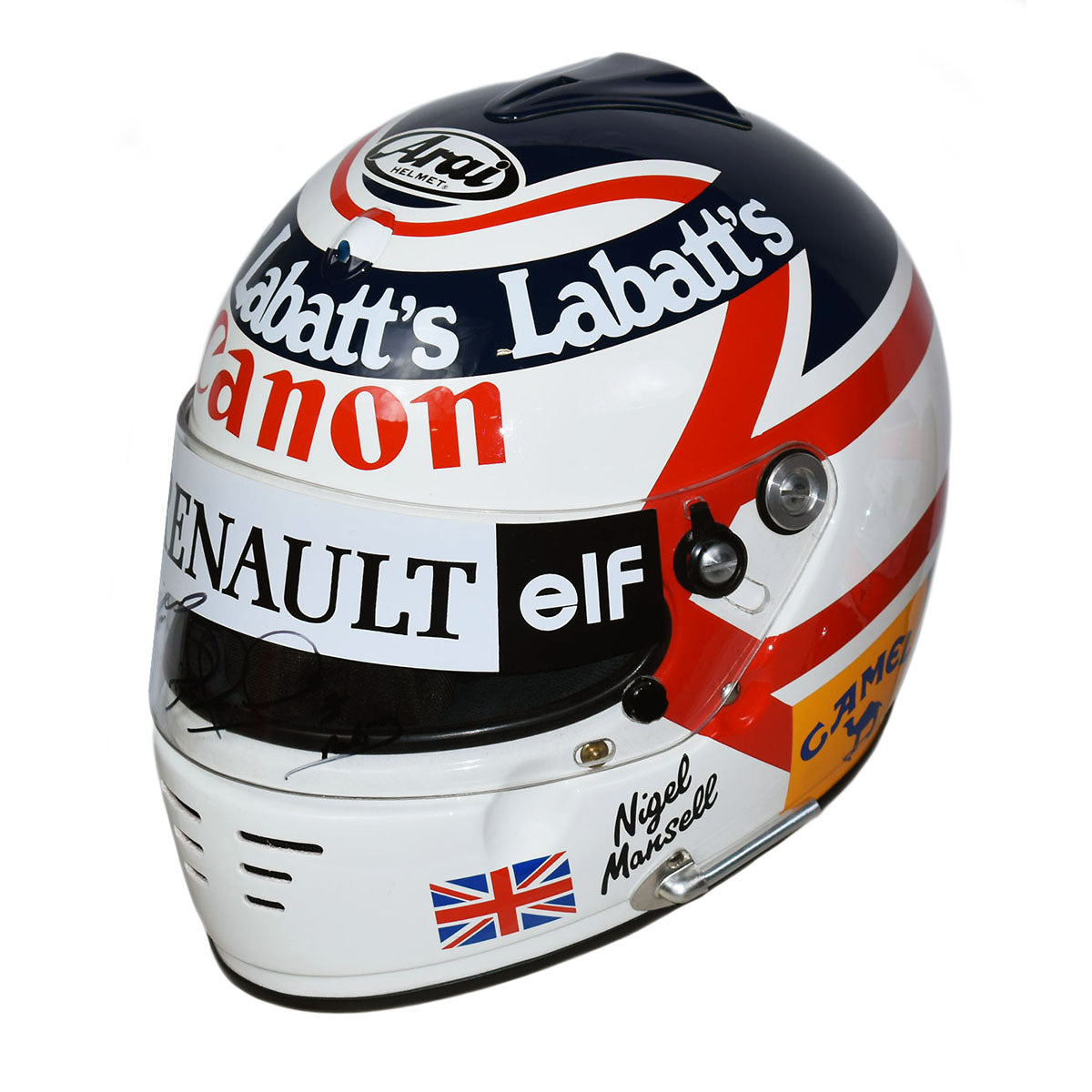 1992 Nigel Mansell Signed Official Factory Replica Williams Renault Arai GP3 F1 Helmet