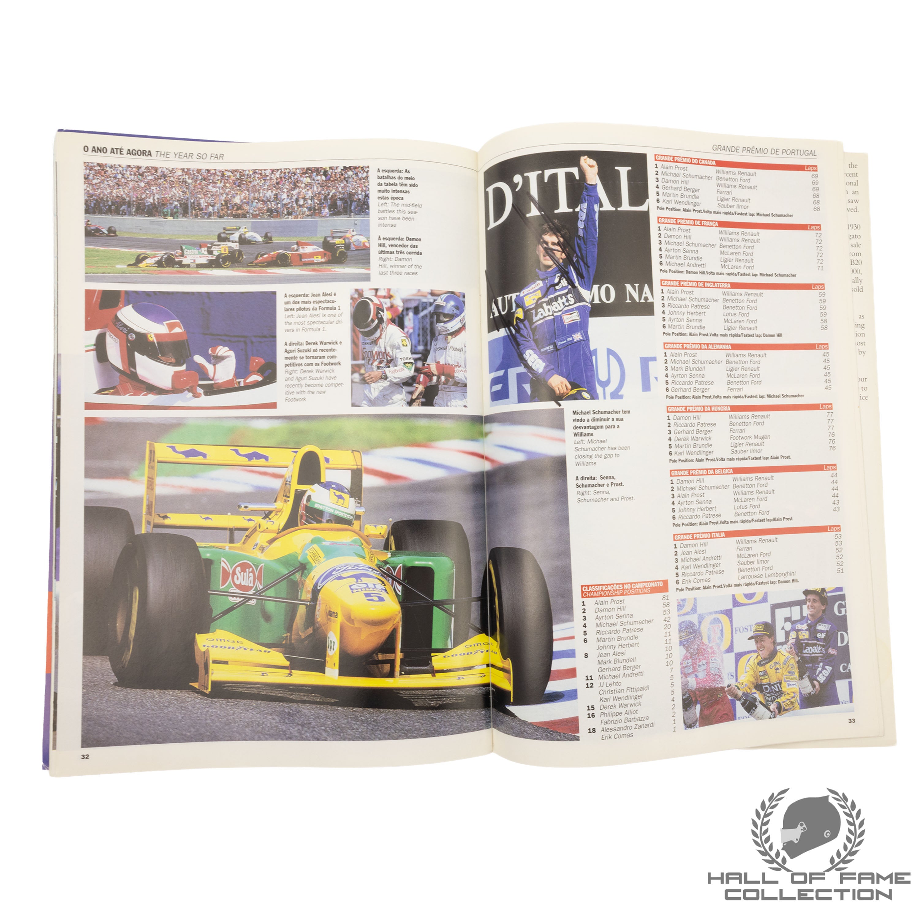 1993 Portuguese F1 Programme Signed By Schumacher, Berger, Hill and Alesi