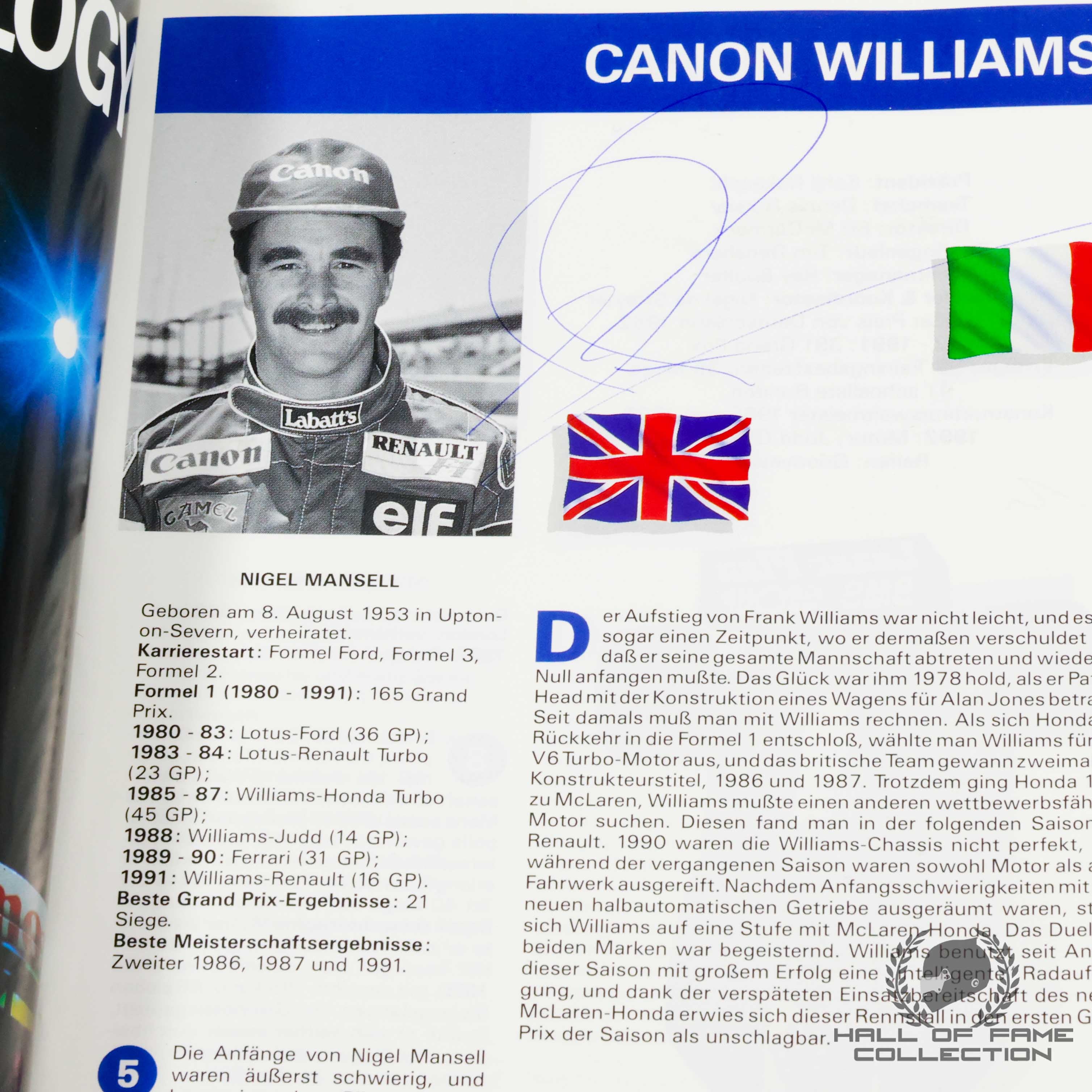 F1 GRAND PRIX 1992 3枚組 1992 Multi Signed German Grand Prix F1 Program