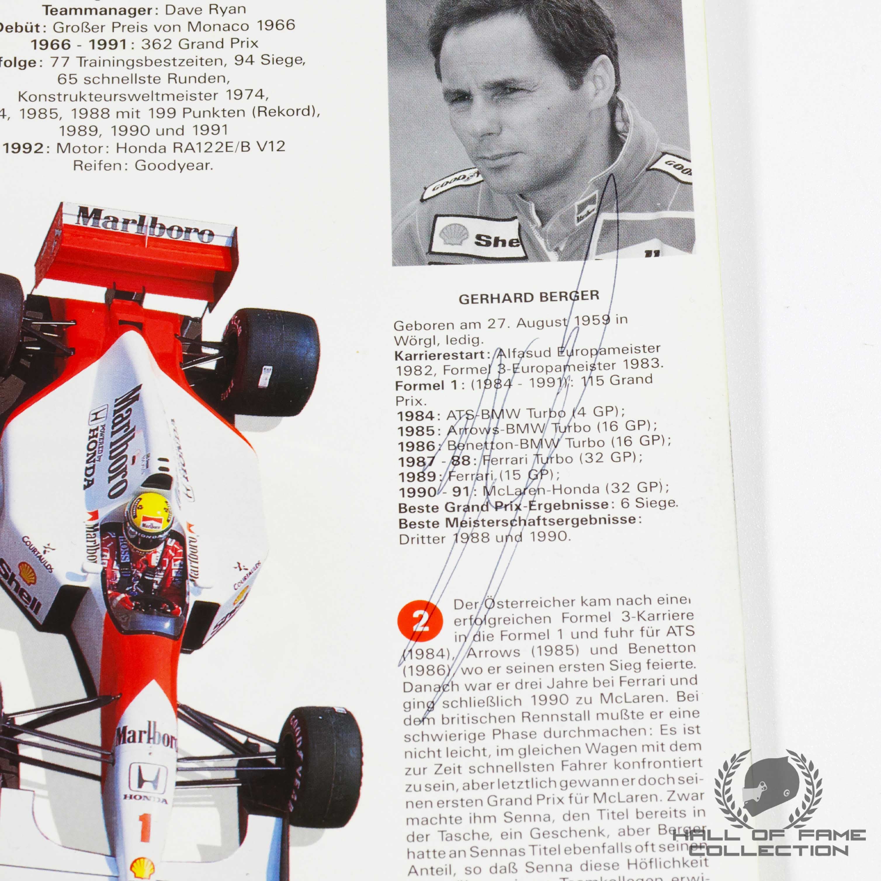 1992 Multi Signed German Grand Prix F1 Program