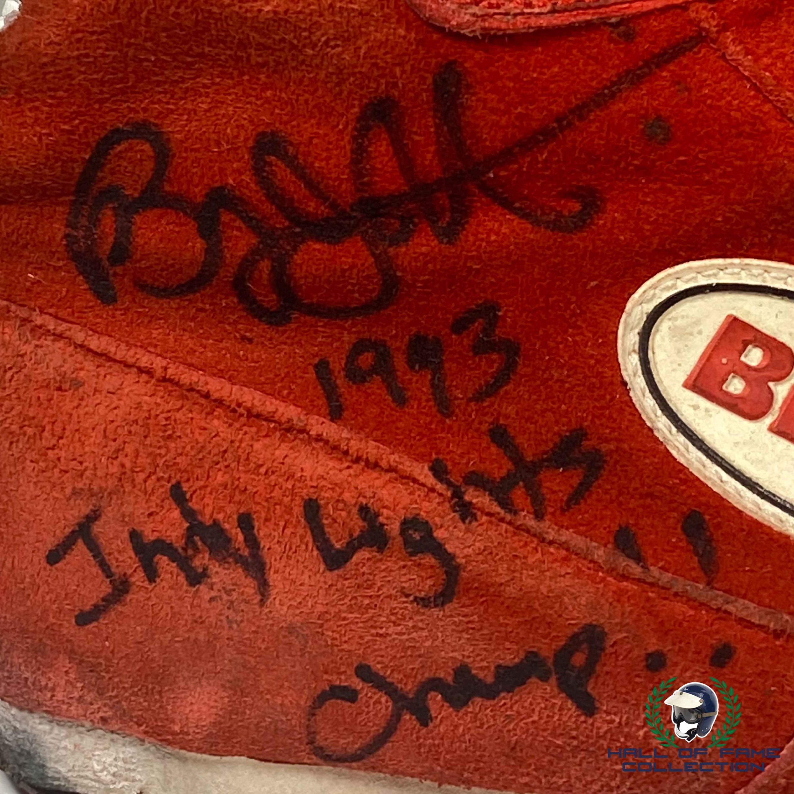 1993 Bryan Herta Signed Race Used Bell Indy Lights Championship Boots