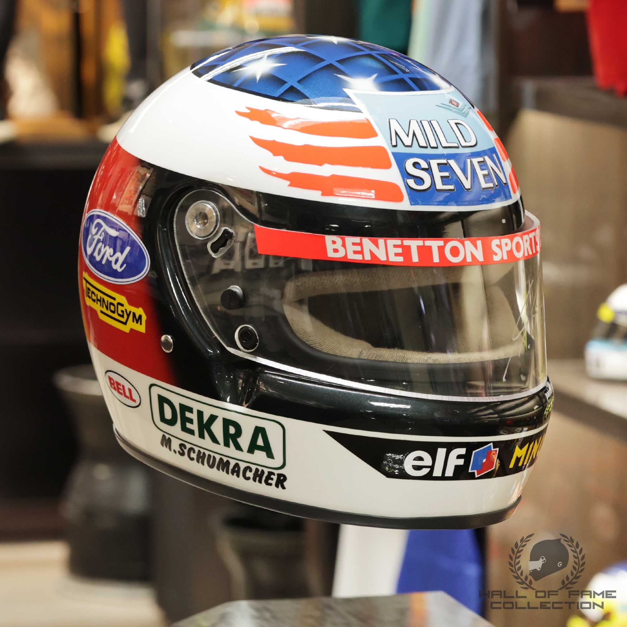 1994 Michael Schumacher Signed Replica 1st World Championship Benetton F1 Helmet