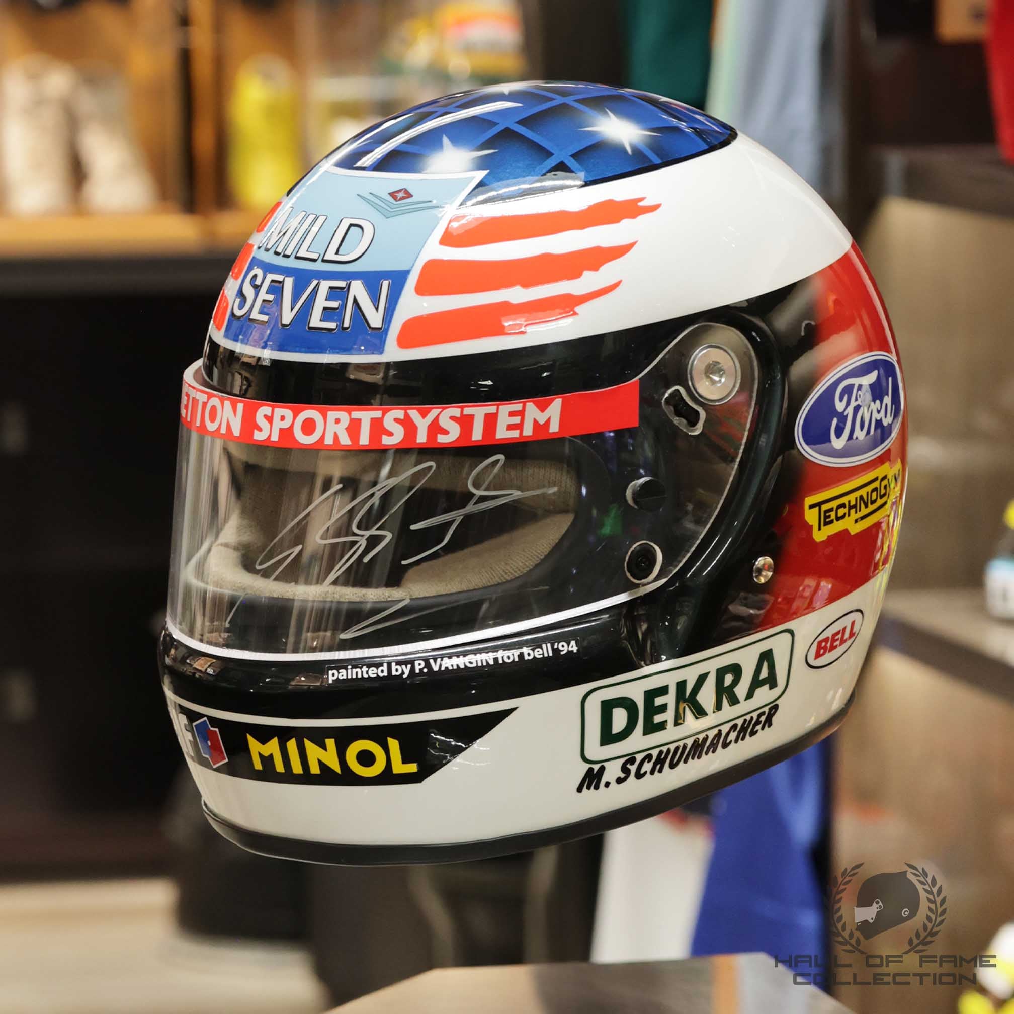 1994 Michael Schumacher Signed Replica 1st World Championship Benetton F1 Helmet