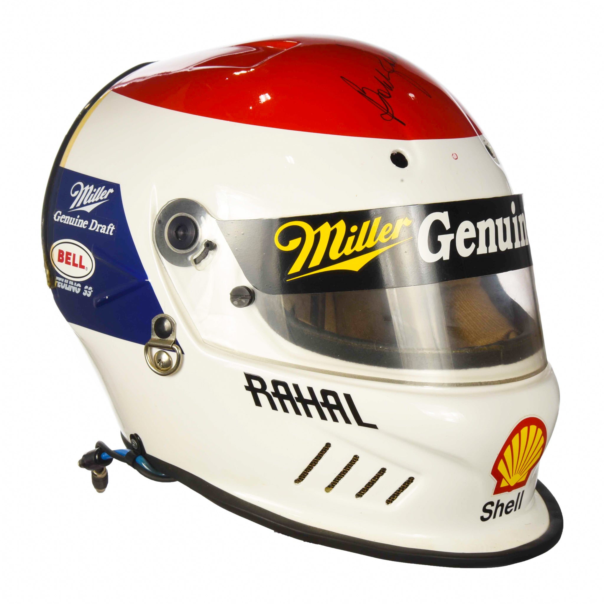 1995 Bobby Rahal Signed Race Used Miller Genuine Draft Rahal Hogan Racing Bell Feuling SS IndyCar Helmet