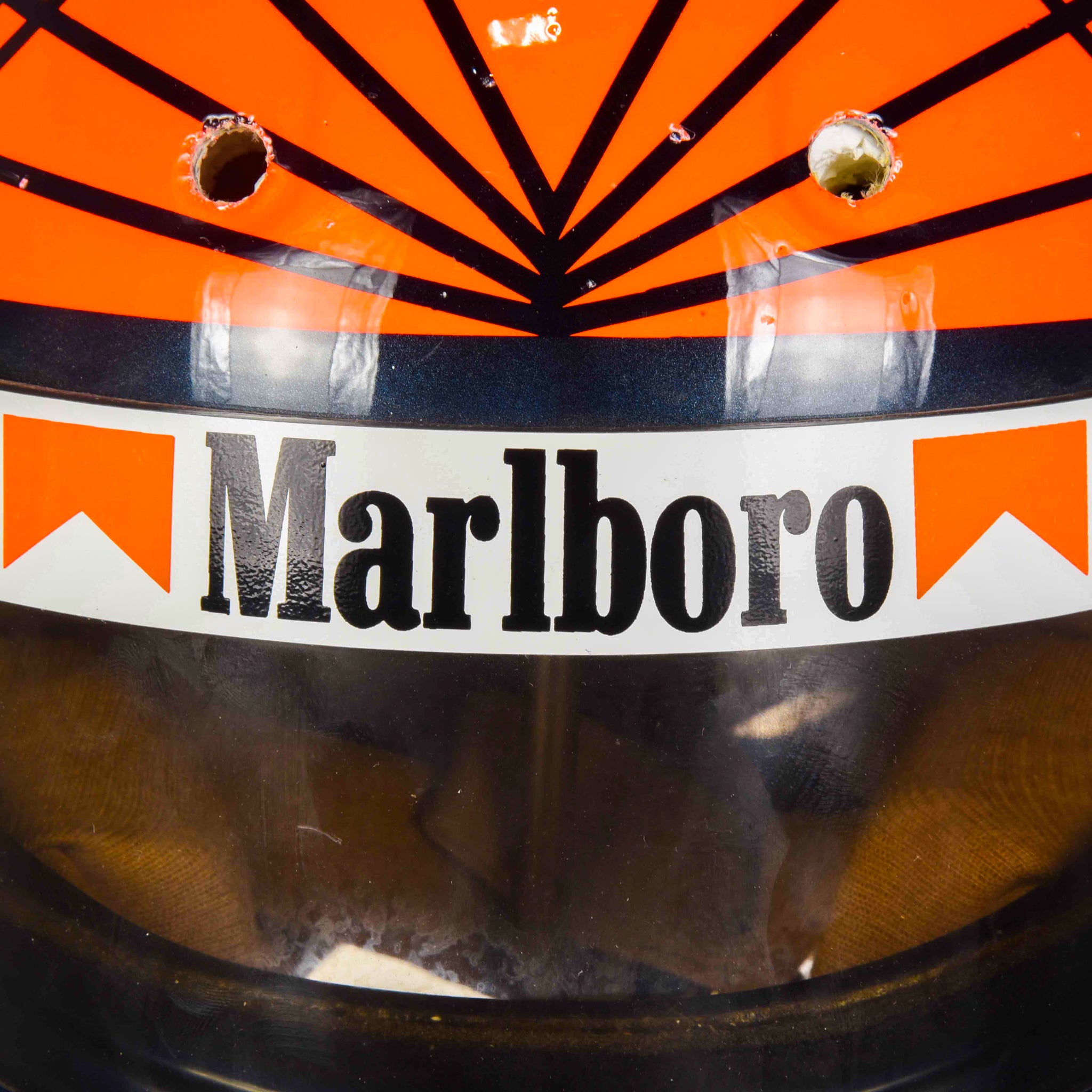 1995 Emerson Fittipaldi Signed Race Used Marlboro Team Penske Bell Feuling SS IndyCar Helmet