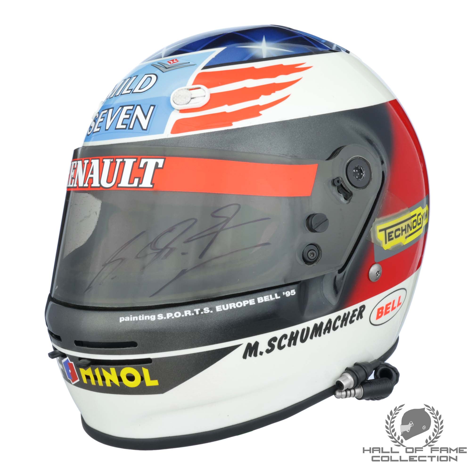 1995 Michael Schumacher Signed British GP Used Benetton Renault "Second World Championship" F1 Helmet