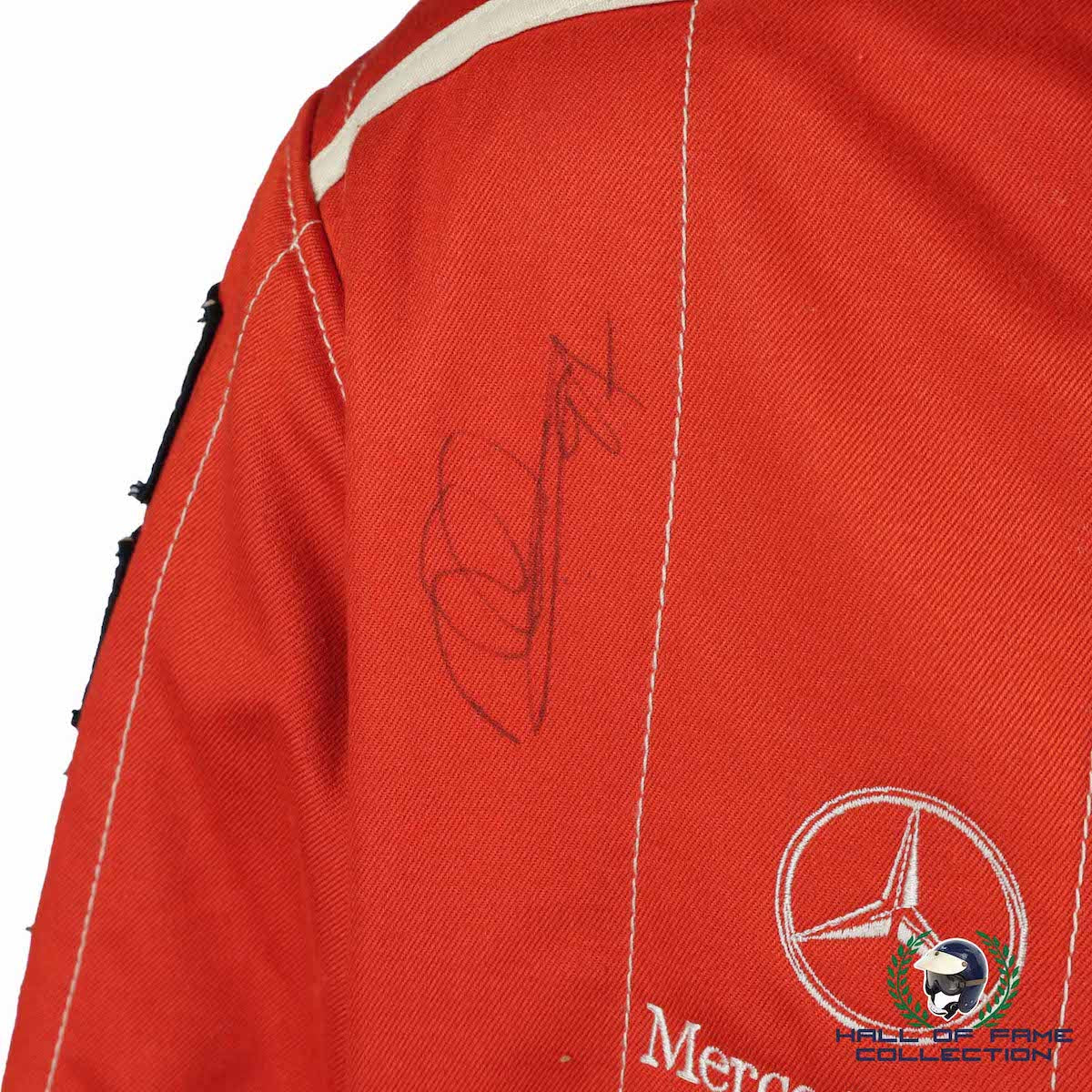 1995 Mika Hakkinen / David Coulthard Signed Mechanics Used McLaren F1 Suit