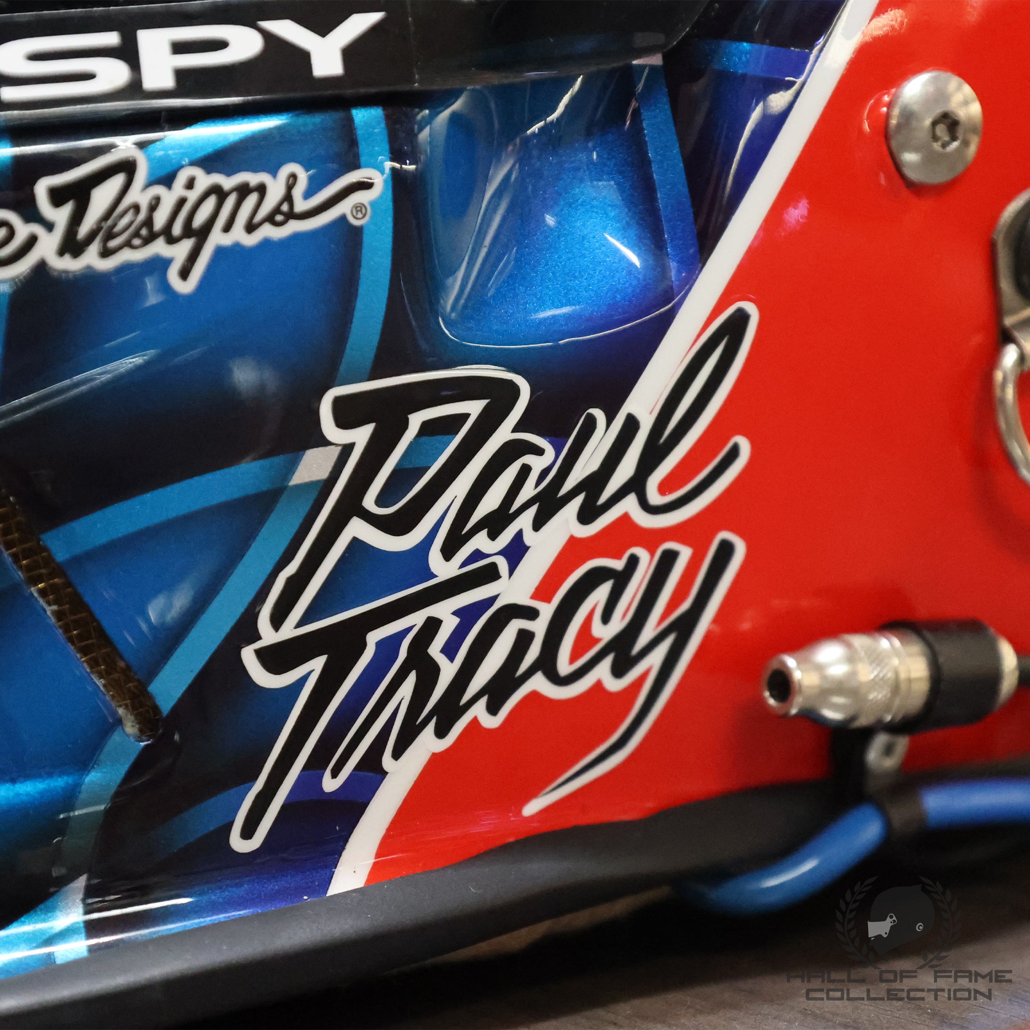 1995 Paul Tracy Signed Used Newman/Haas Racing Bell Feuling IndyCar Helmet