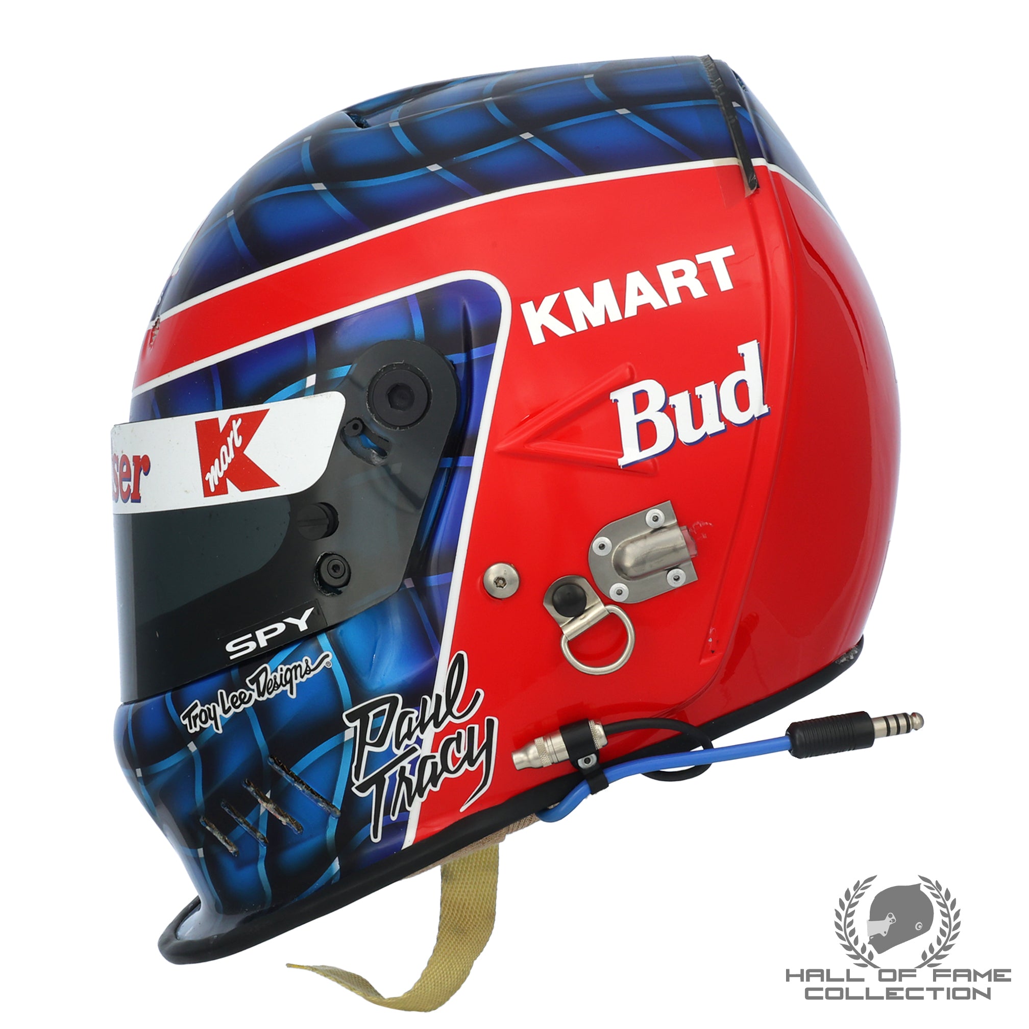 1995 Paul Tracy Signed Used Newman/Haas Racing Bell Feuling IndyCar Helmet