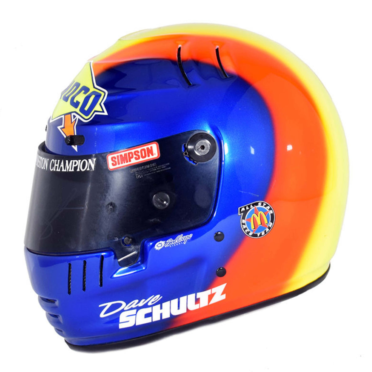 drag racing motorcycle helmets 1996 Dave Schultz Pro Stock Motorcycle Drag Race Used Helmet