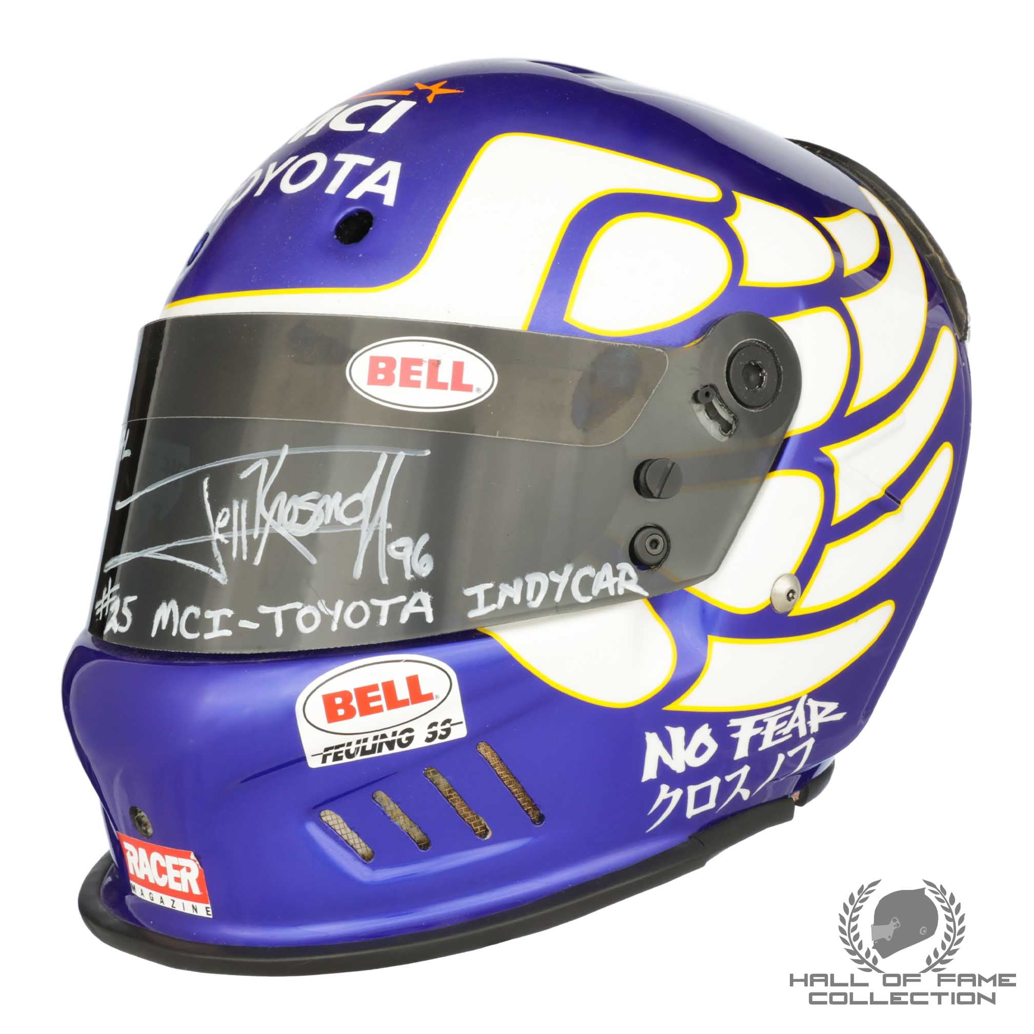 1996 Jeff Krosnoff Signed Race Used Bell Feuling Arciero-Wells Racing CART Series Helmet