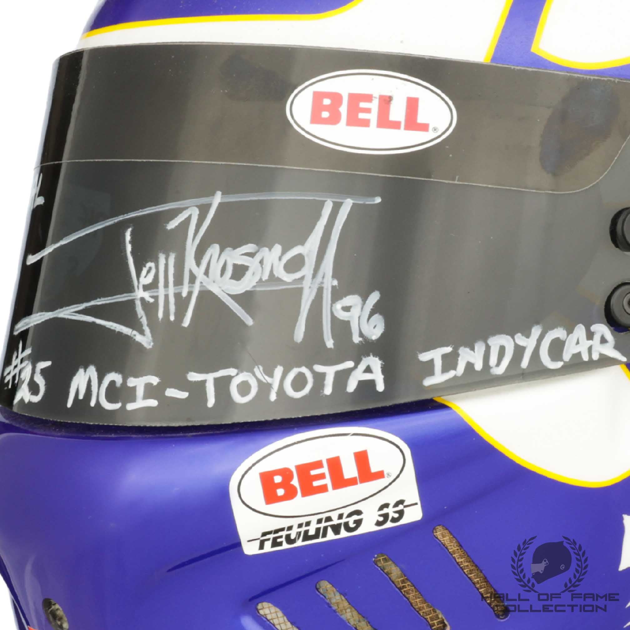 1996 Jeff Krosnoff Signed Race Used Bell Feuling Arciero-Wells Racing CART Series Helmet