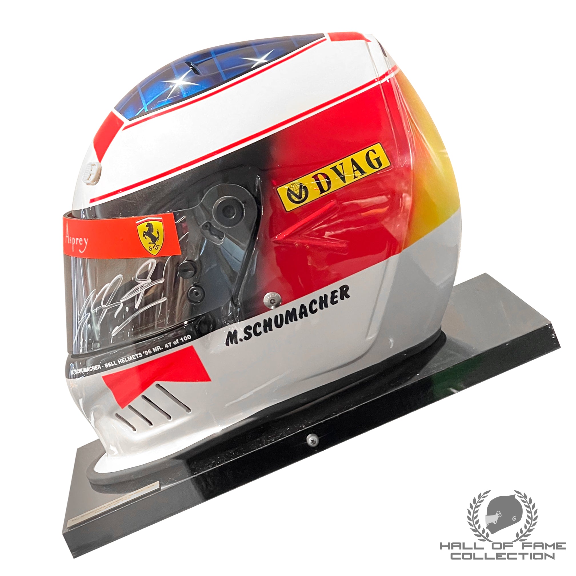 1996 Michael Schumacher Signed Official Bell Replica German GP Ferrari