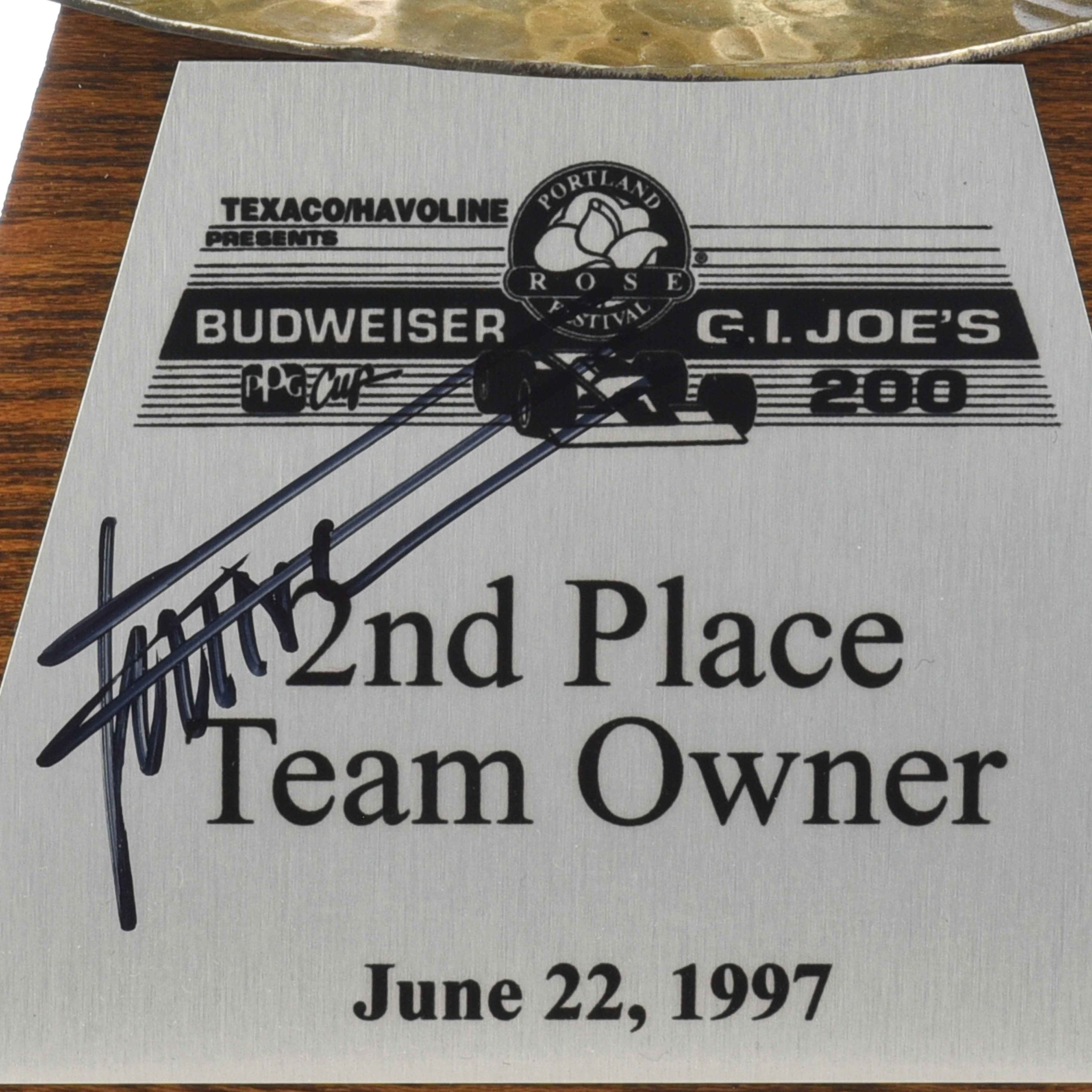 1997 Gil de Ferran Signed Portland Grand Prix 2nd Place Team Owner CART Series Trophy