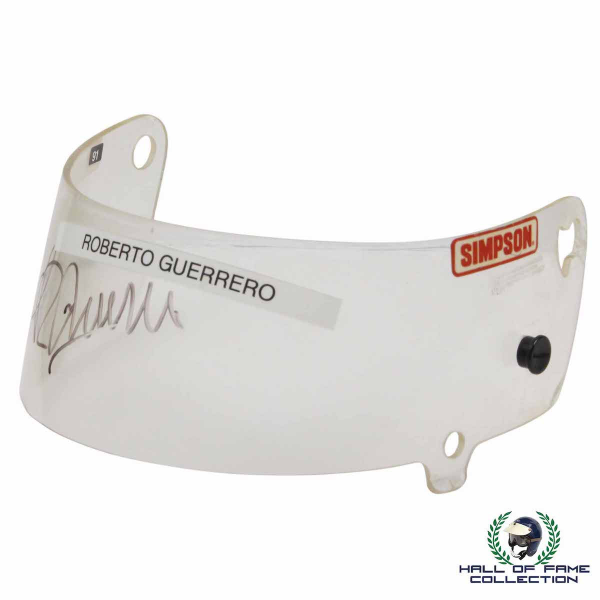 1993 Roberto Guerrero Signed Michigan Race Used King Racing IndyCar Visor