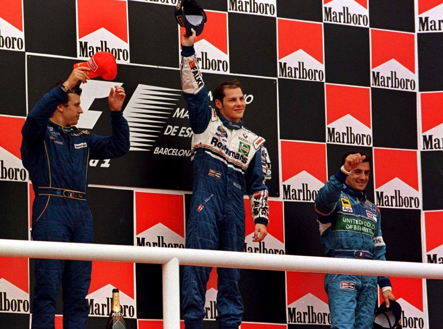 1997 Jacques Villeneuve Signed Spanish Grand Prix F1 Champagne Bottle