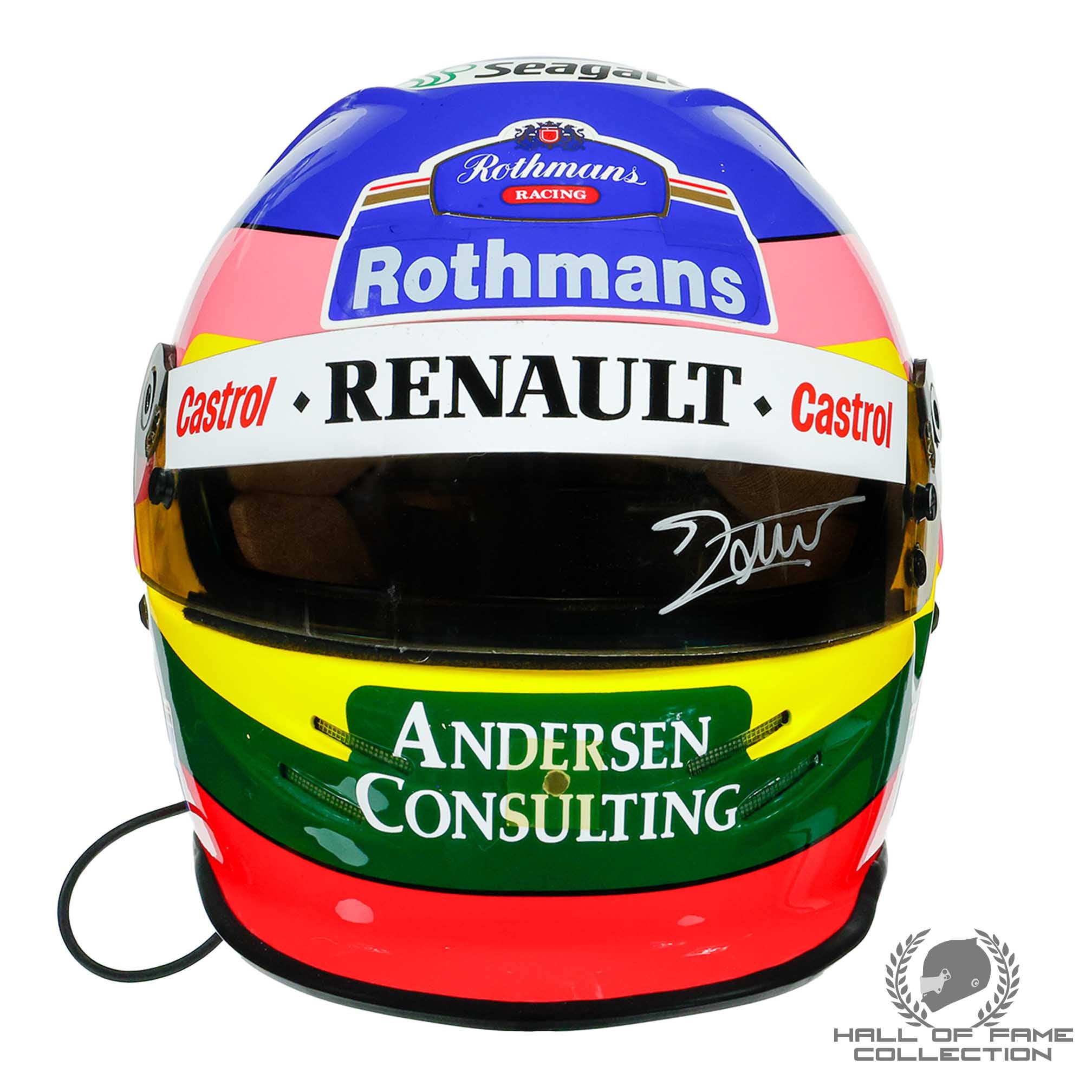 1997 Jacques Villeneuve World Championship Season Japanese GP Race Used Williams F1 Helmet