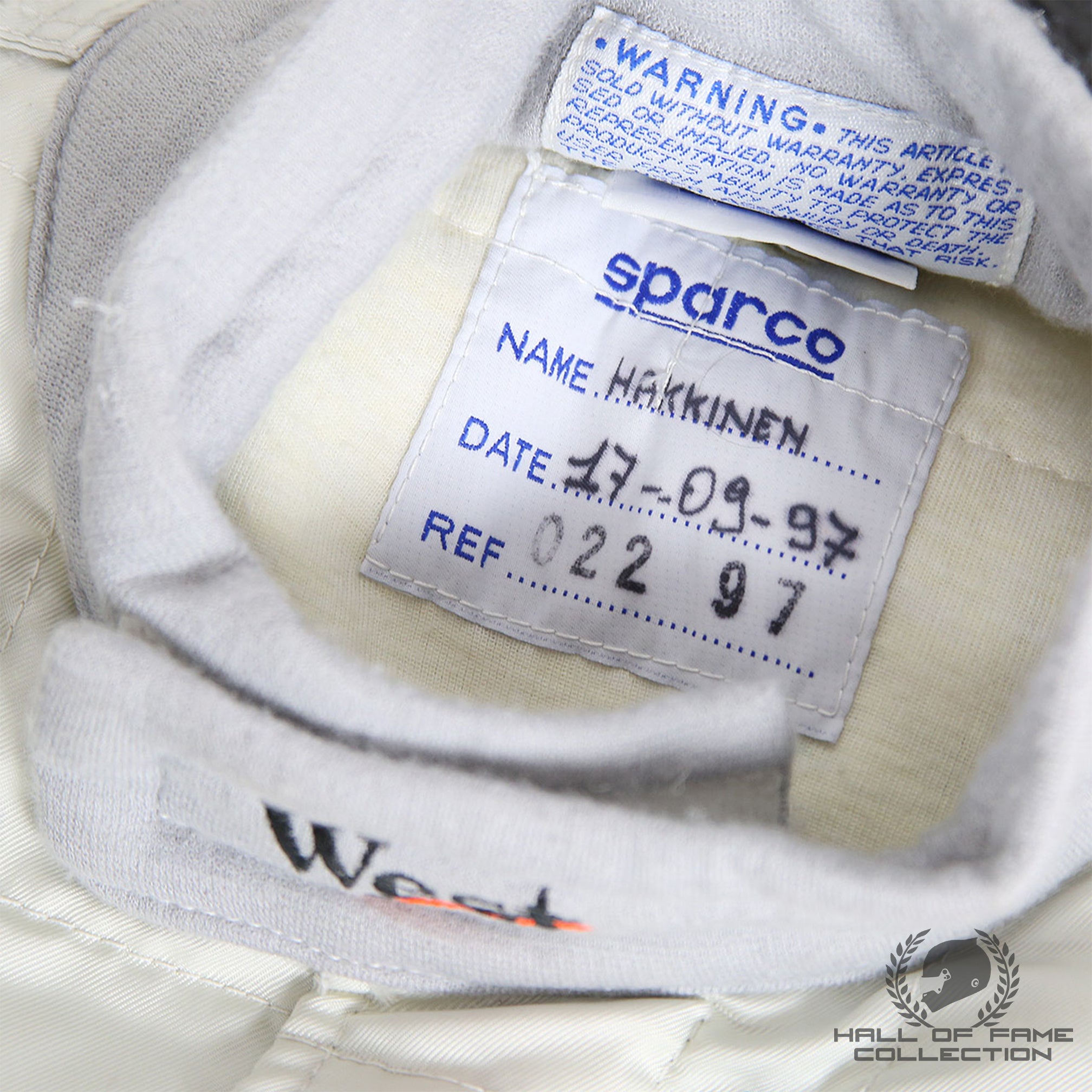 1997 Mika Hakkinen Signed Race Used Suit McLaren F1 Suit