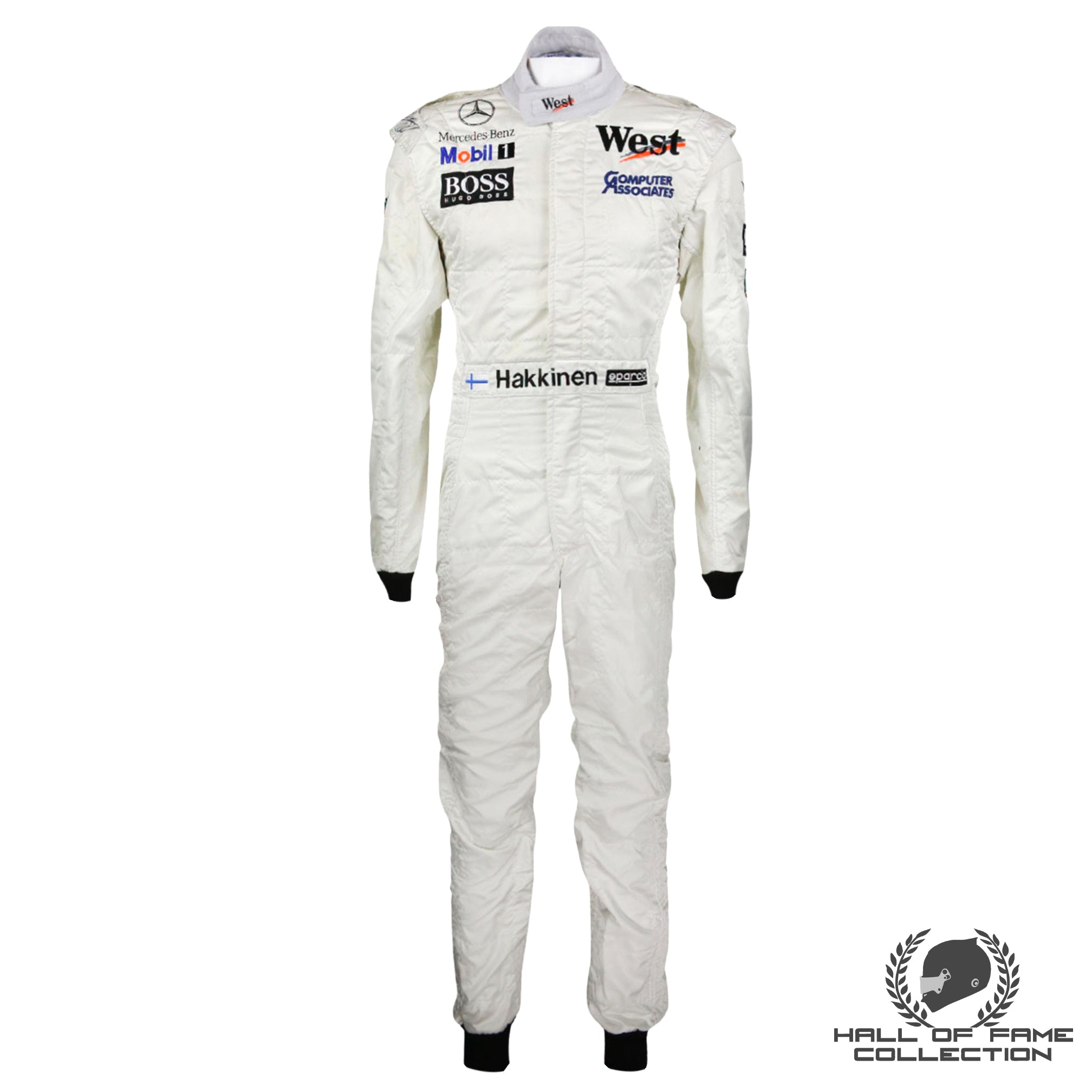 1997 Mika Hakkinen Signed Race Used Suit McLaren F1 Suit