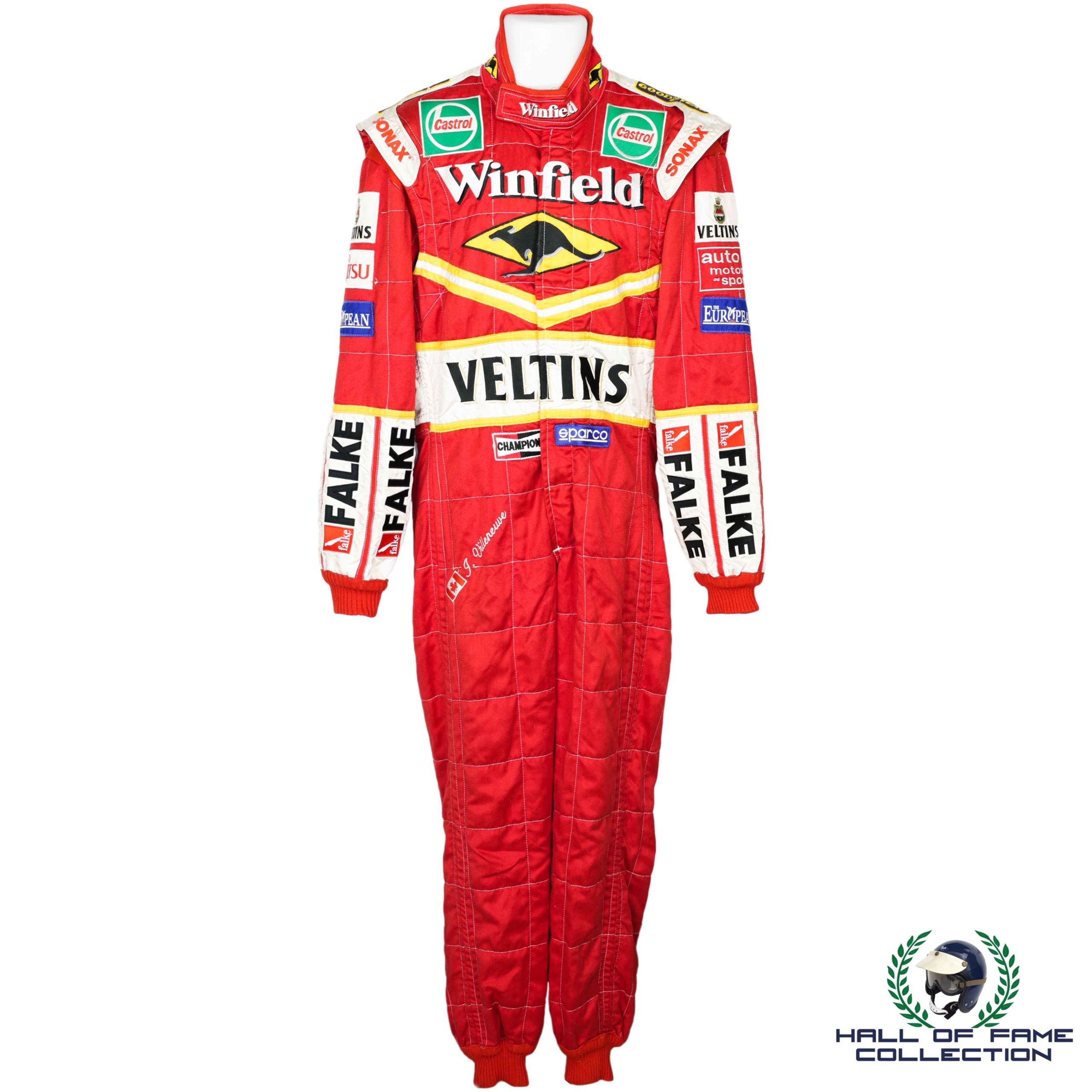 1998 Jacques Villeneuve San Marino, Spanish & Monaco Race Used Williams F1 Suit