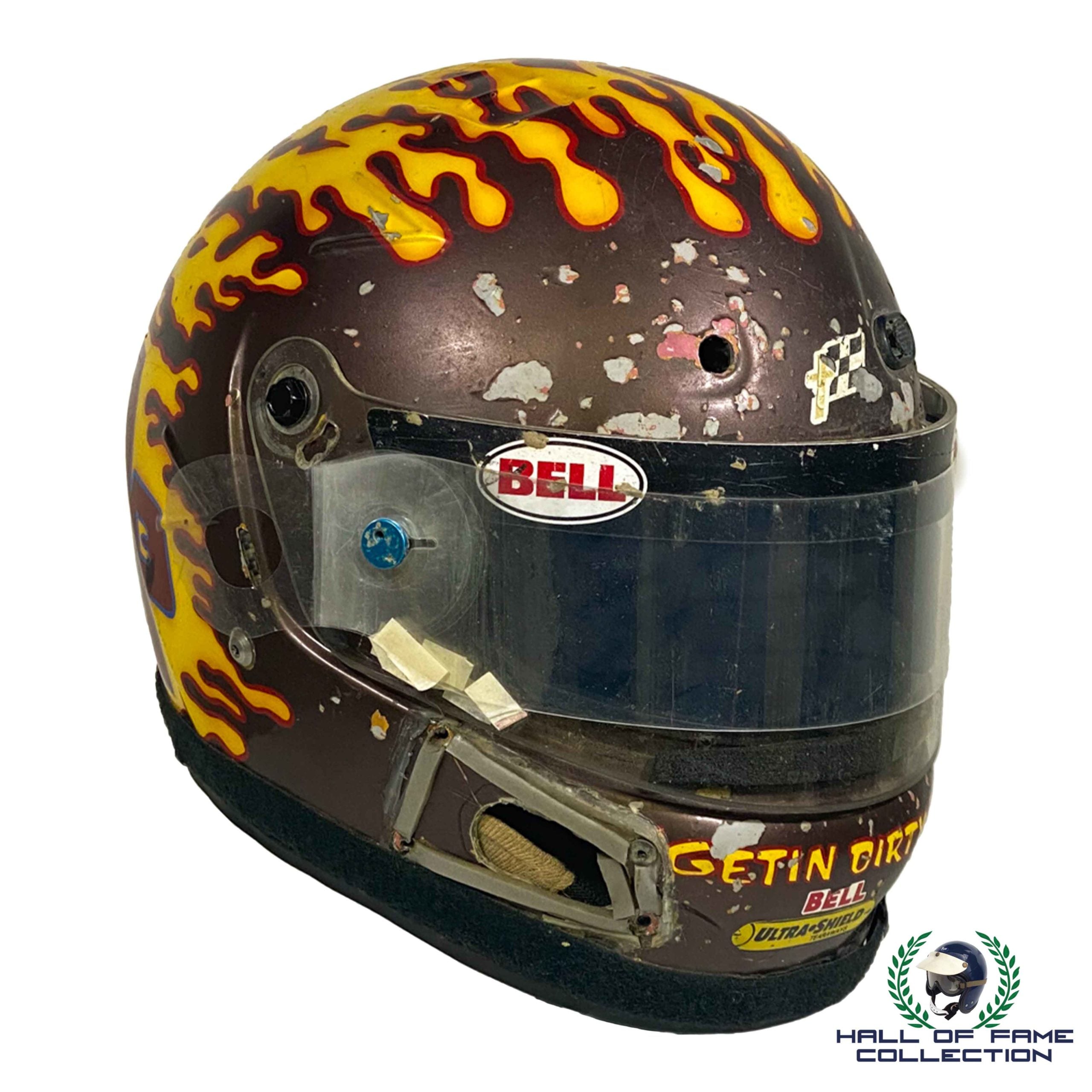 1998 Johnny Parsons Jr. Signed Race Used "Getting Dirty" Sprint Car Helmet