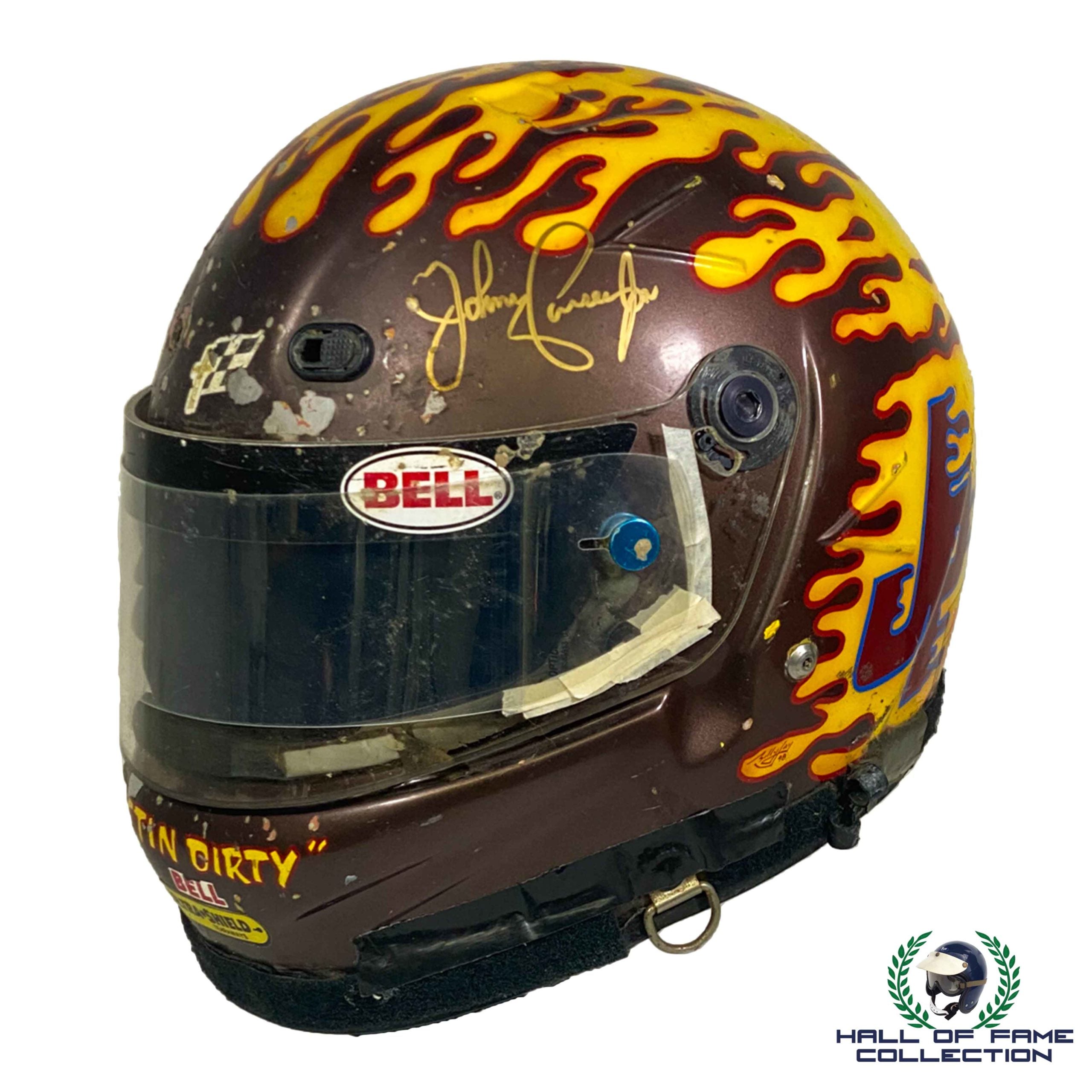 1998 Johnny Parsons Jr. Signed Race Used "Getting Dirty" Sprint Car Helmet