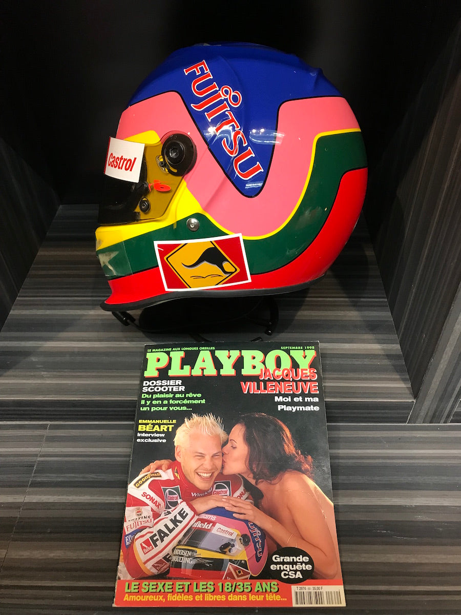 1998 Jacques Villeneuve Original Worn + Playboy Cover Bell Dominator Williams F1 Helmet