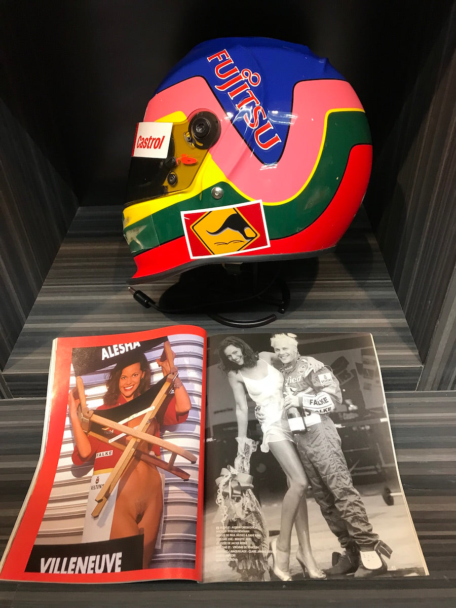 1998 Jacques Villeneuve Original Worn + Playboy Cover Bell Dominator Williams F1 Helmet