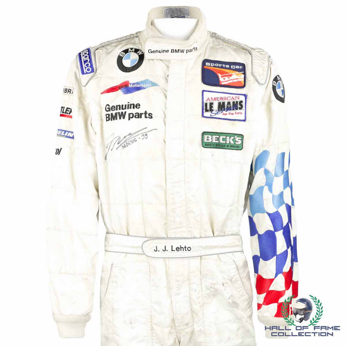 1999 JJ Lehto Signed Race Used BMW Sebring 12 Hours Suit