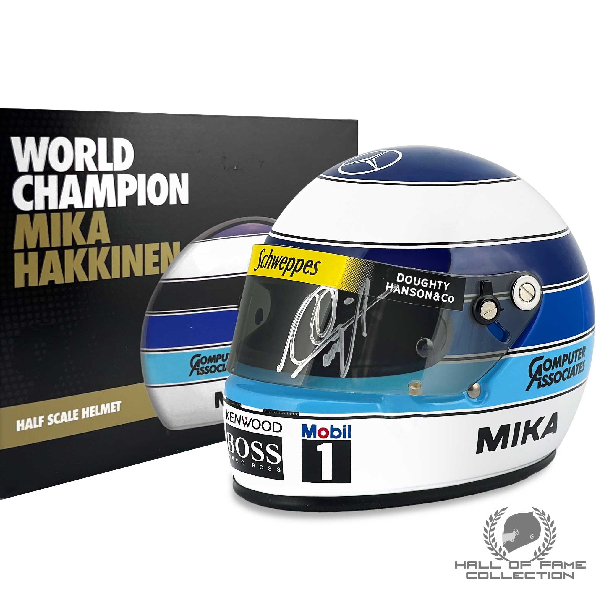 1999 Mika Hakkinen Signed World Champion 25th Year Anniversary McLaren F1 1/2 Scale  Helmet