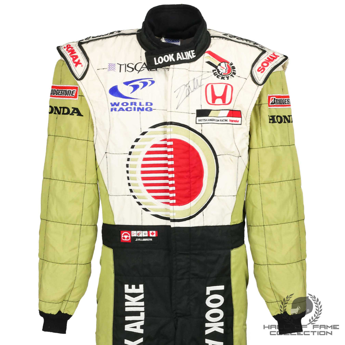2001 Jacques Villeneuve Signed Race Used BAR Honda F1 Suit