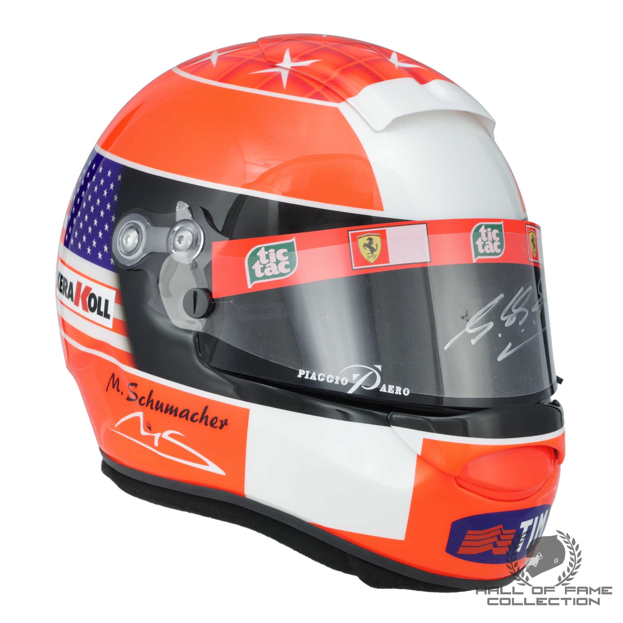 2001 Michael Schumacher Signed US GP Schuberth RF1 Replica Scuderia Ferrari Helmet - RG