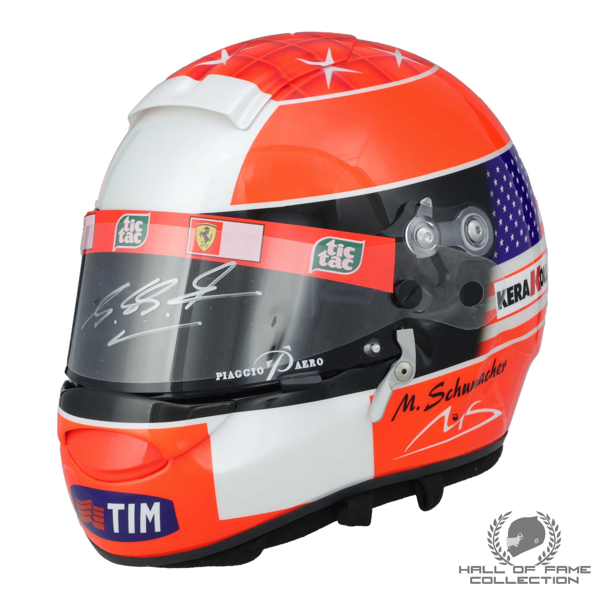 2001 Michael Schumacher Signed US GP Schuberth RF1 Replica Scuderia Ferrari Helmet - RG