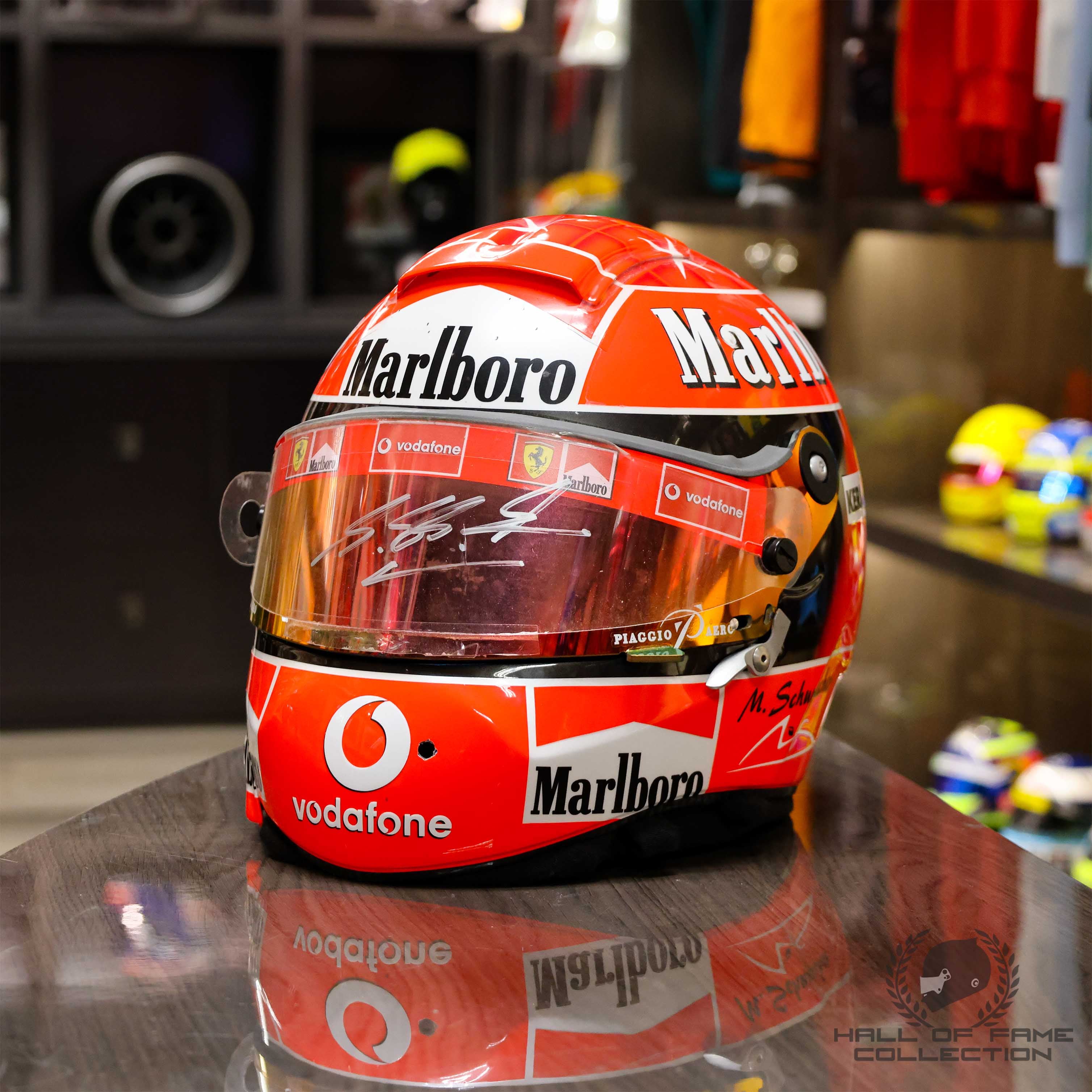 2002 Michael Schumacher Signed World Champion Season Used Scuderia Ferrari F1 Helmet