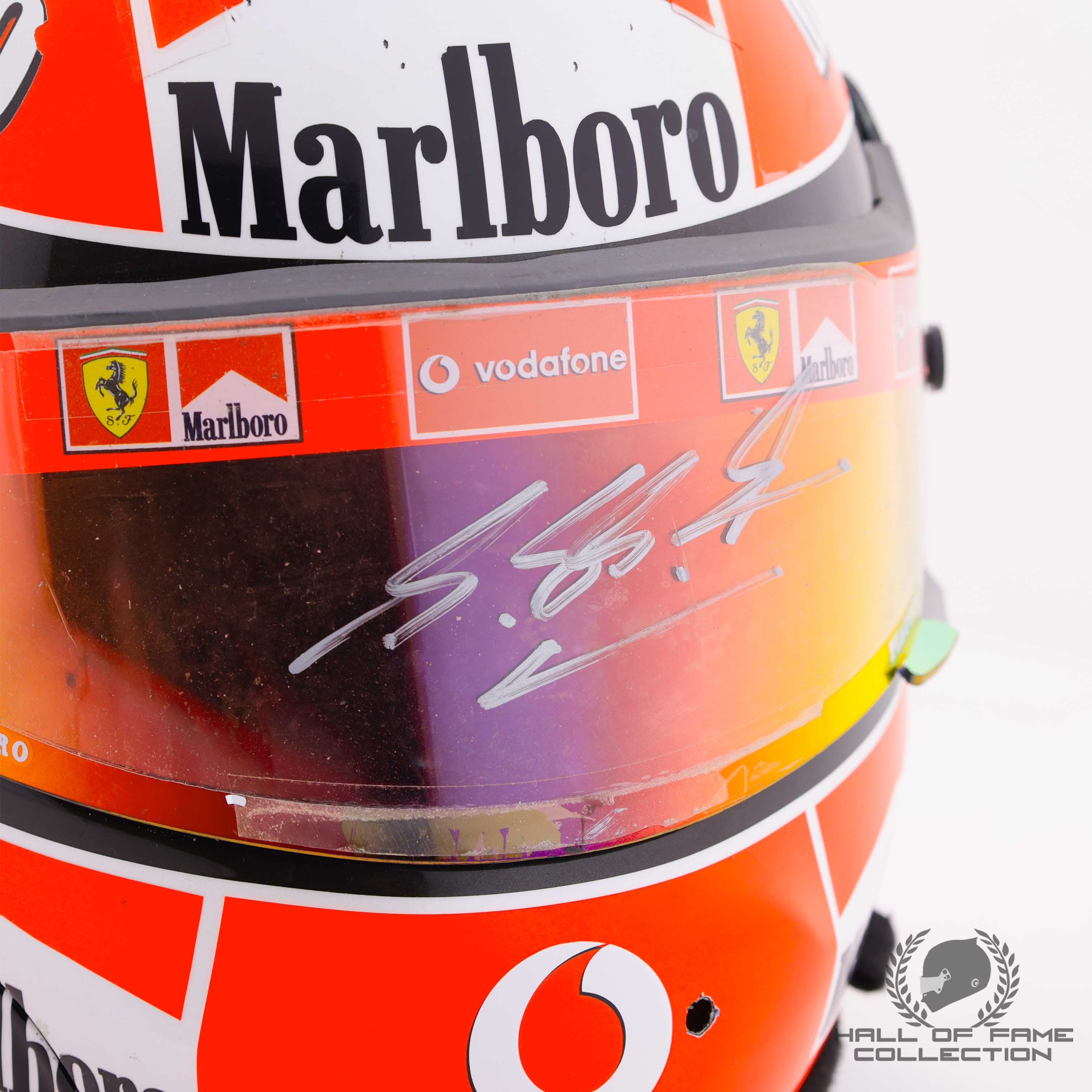 2002 Michael Schumacher Signed World Champion Season Used Scuderia Ferrari F1 Helmet