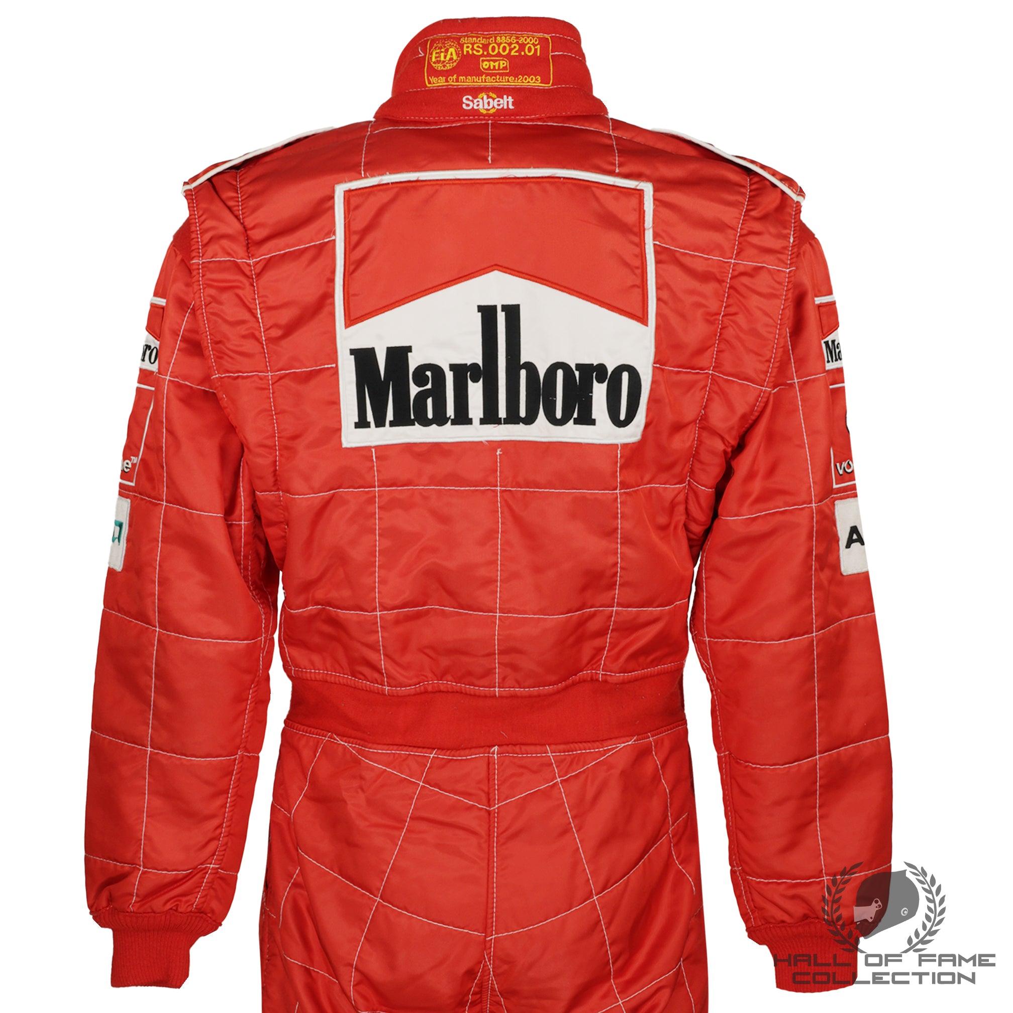 2003 Rubens Barrichello Signed Race Used Scuderia Ferrari F1 Suit