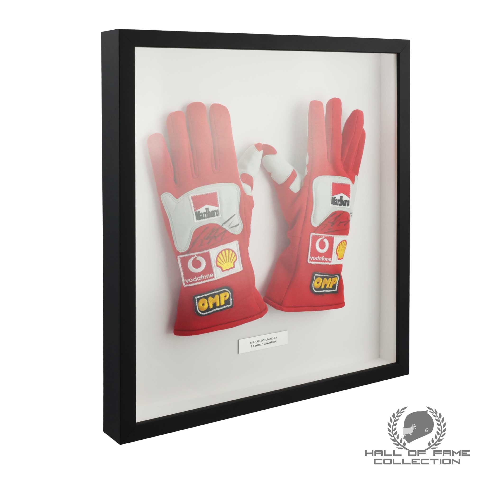 2004 Michael Schumacher Signed Scuderia Ferrari Custom Framed Replica F1 Gloves