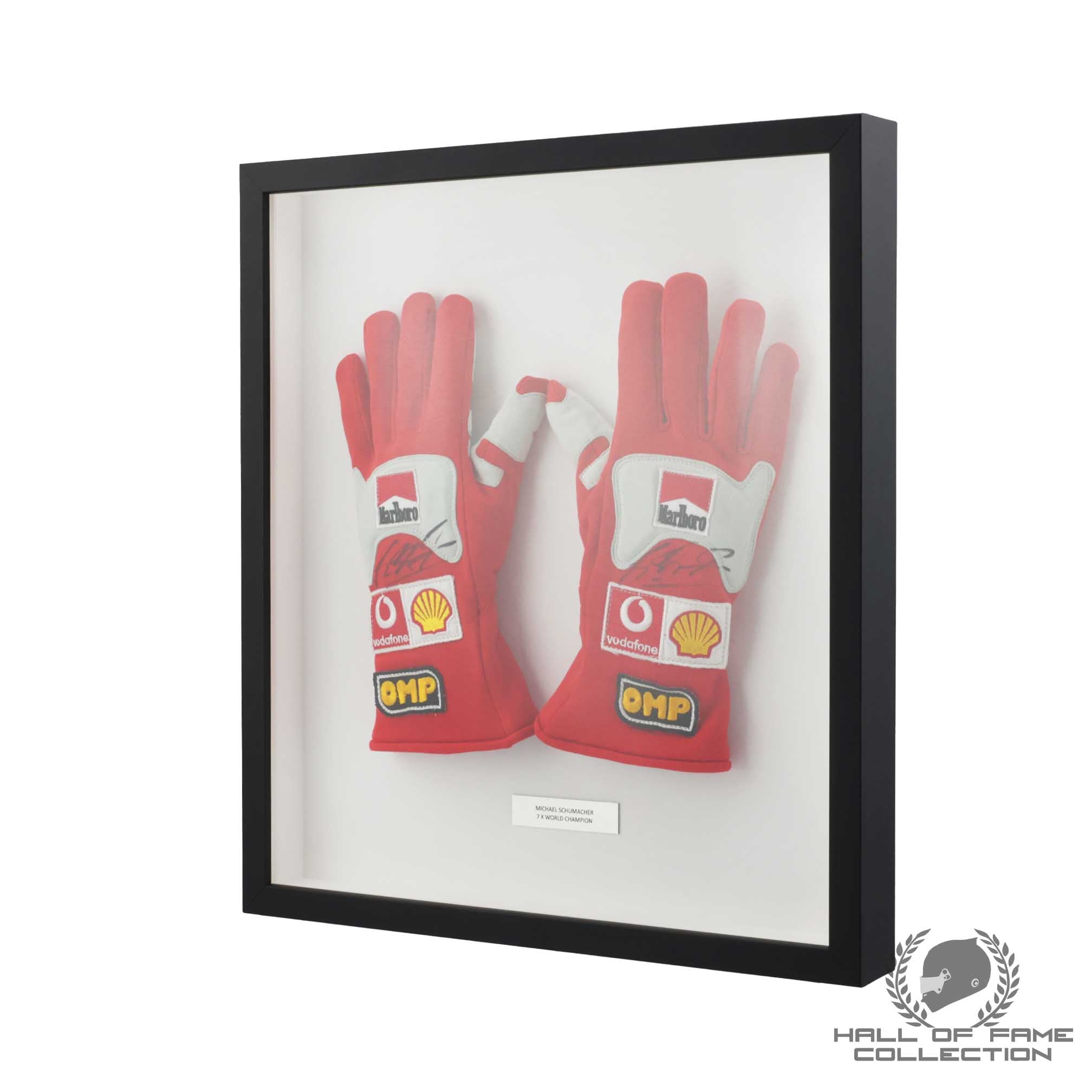 2004 Michael Schumacher Signed Scuderia Ferrari Custom Framed Replica F1 Gloves