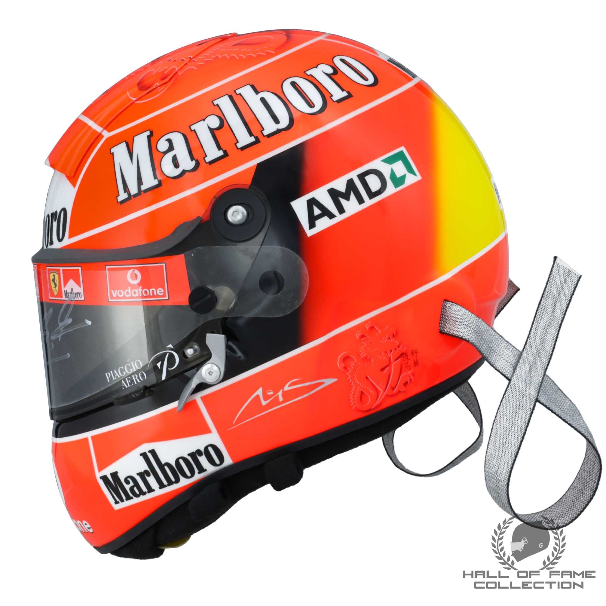 2004 Michael Schumacher Signed Chinese Dragon Schuberth RF1 Replica Scuderia Ferrari Helmet