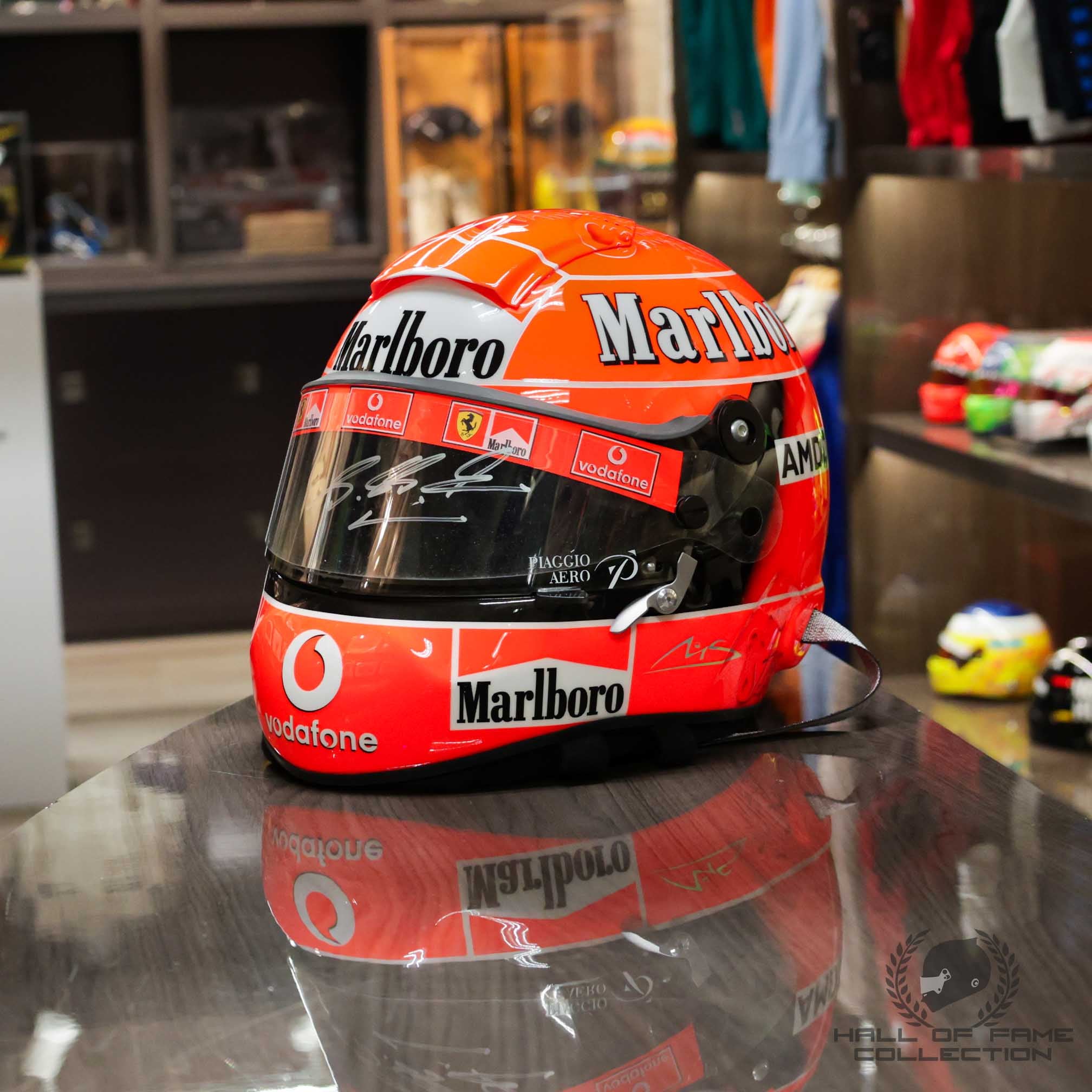 2004 Michael Schumacher Signed Chinese Dragon Schuberth RF1 Replica Scuderia Ferrari Helmet