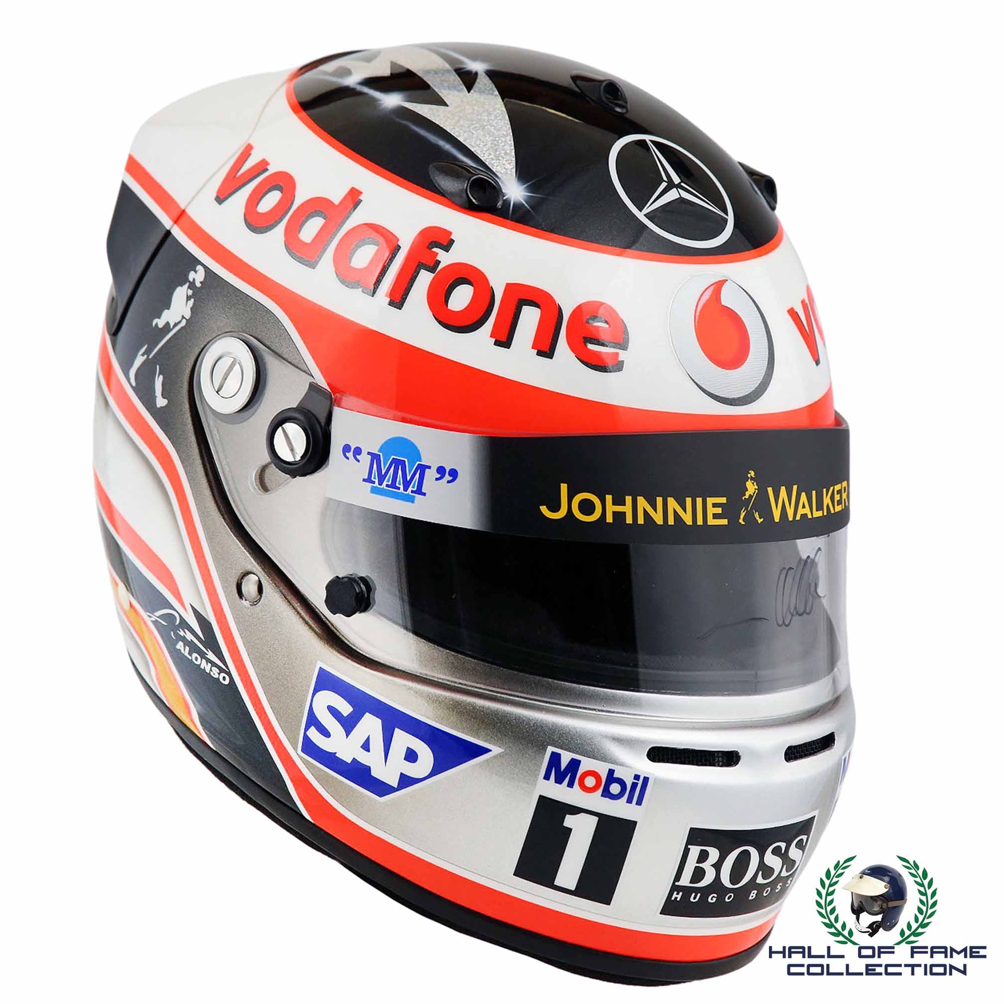 2007 Fernando Alonso Signed Replica Arai McLaren Mercedes Benz F1 Helmet