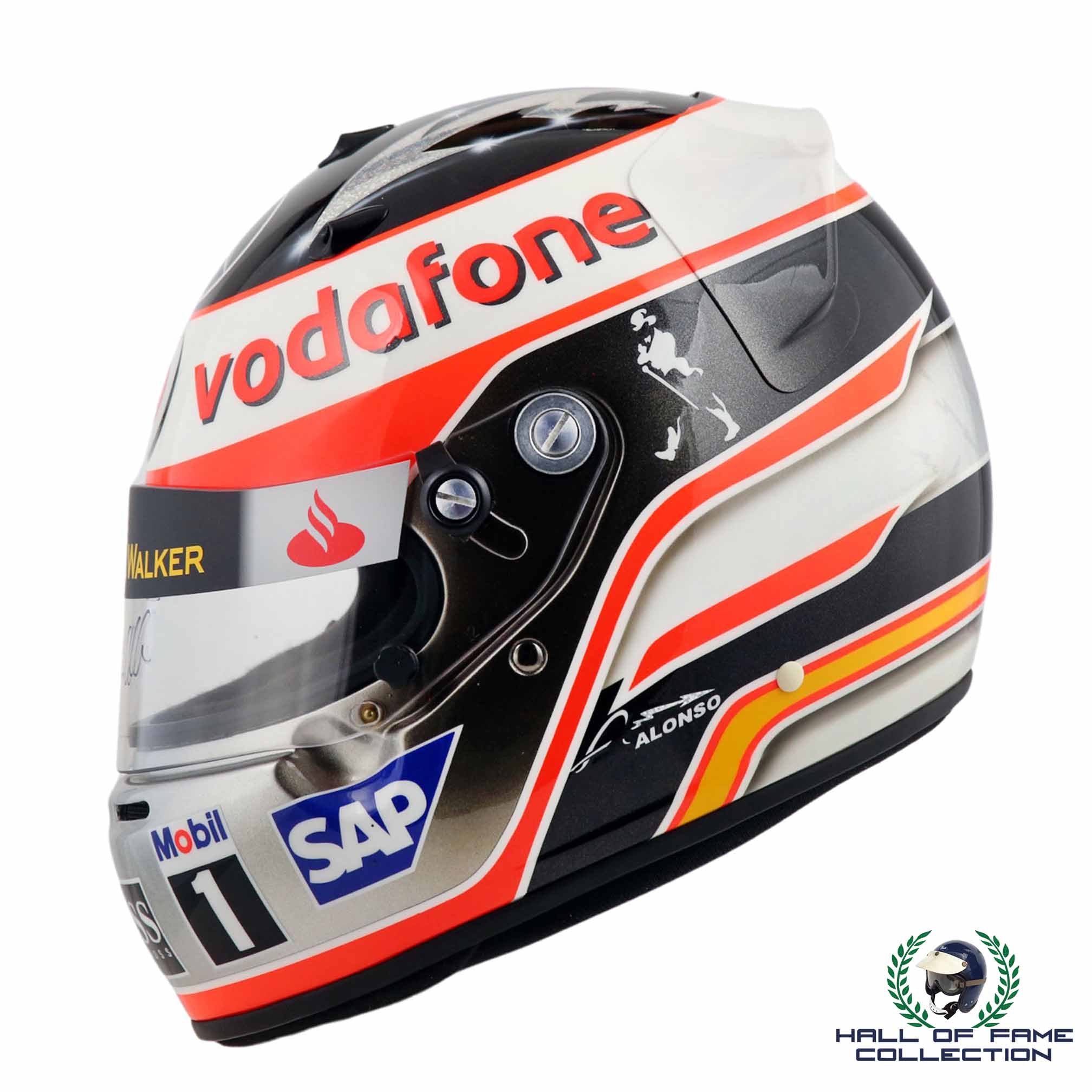 2007 Fernando Alonso Signed Replica Arai McLaren Mercedes Benz F1 Helmet