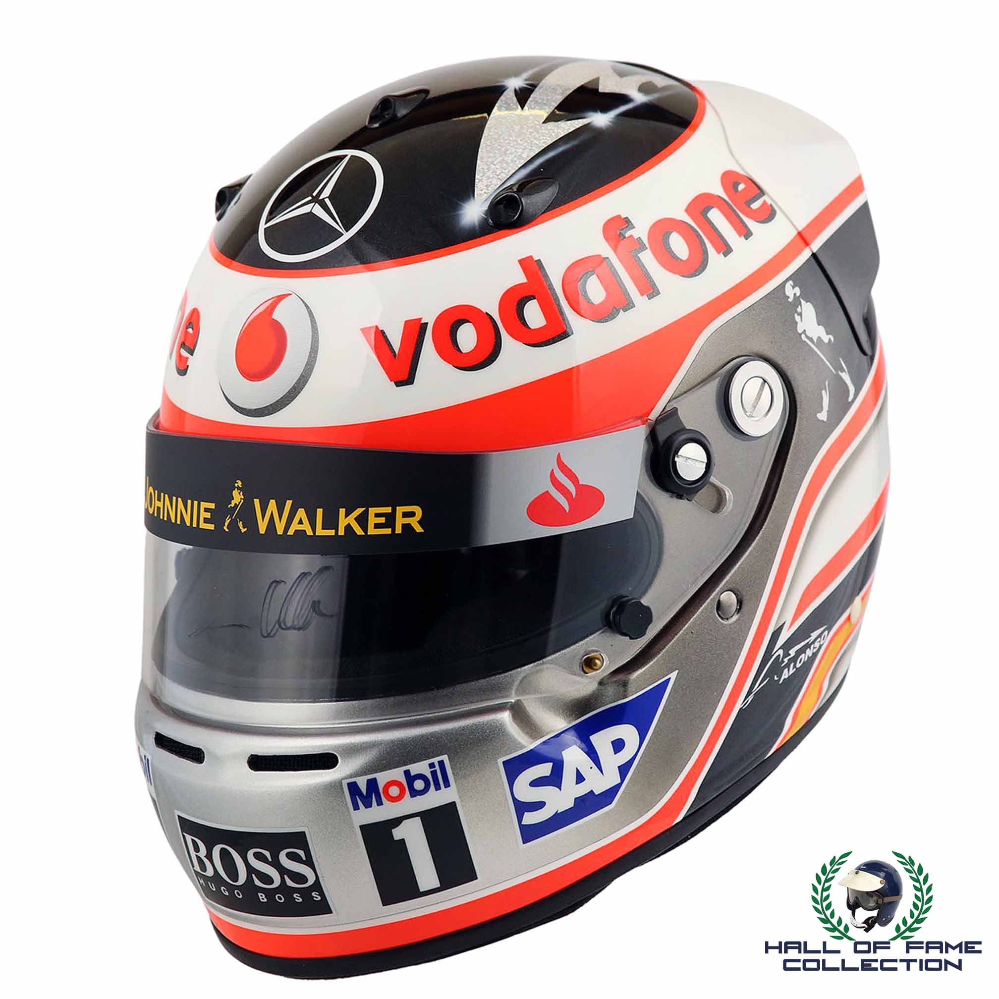 2007 Fernando Alonso Signed Replica Arai McLaren Mercedes Benz F1 Helmet