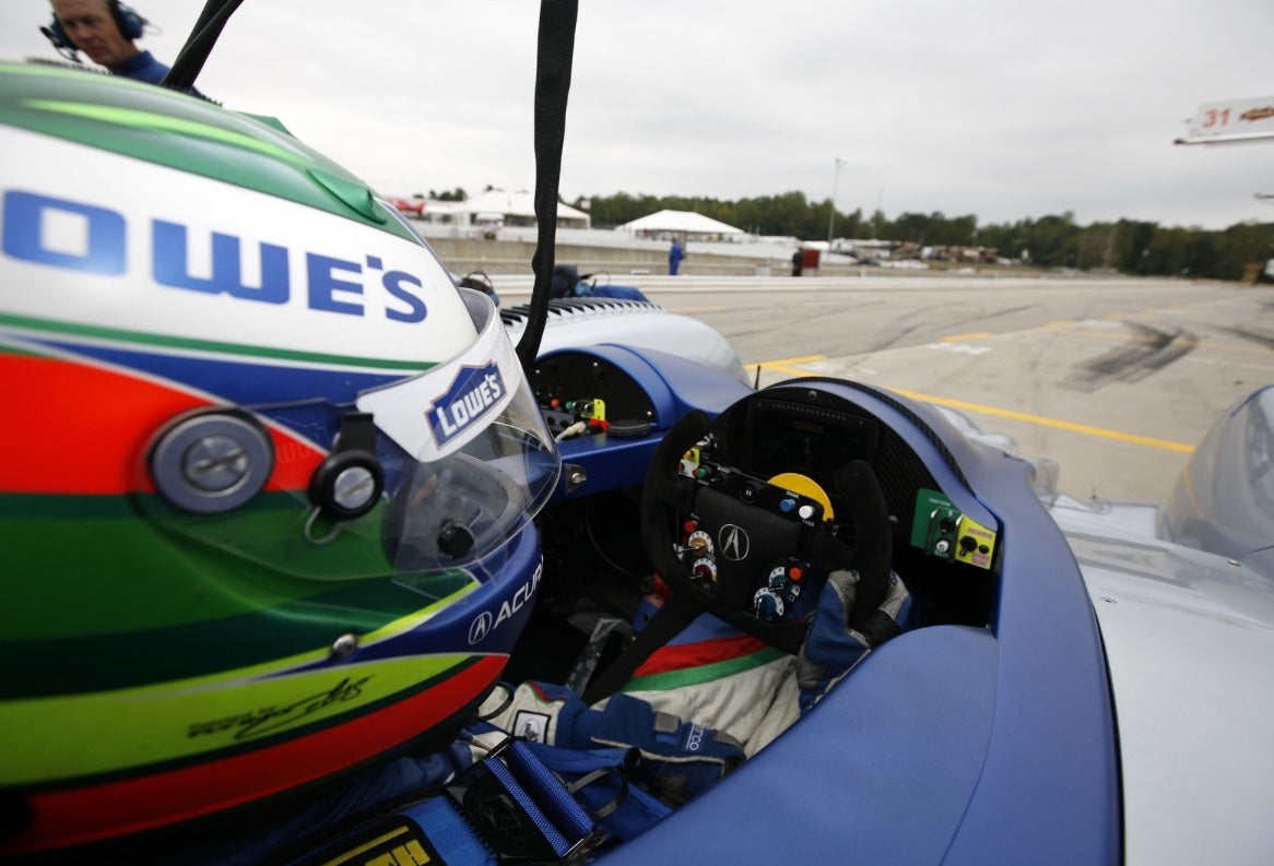 2007 Luis Diaz Signed Race Used Lowes Fernandez Racing Acura ALMS Helmet