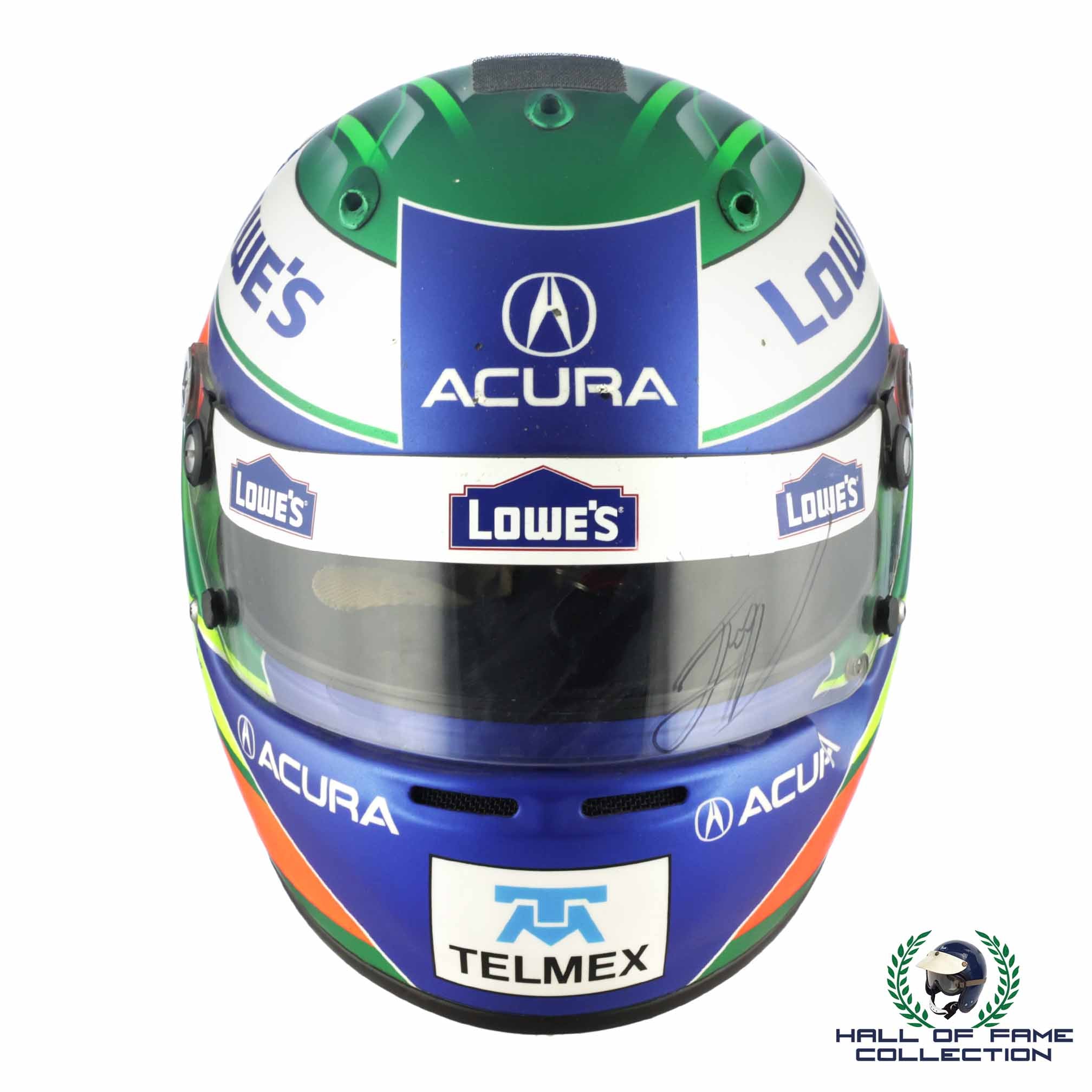 2007 Luis Diaz Signed Race Used Lowes Fernandez Racing Acura ALMS Helmet